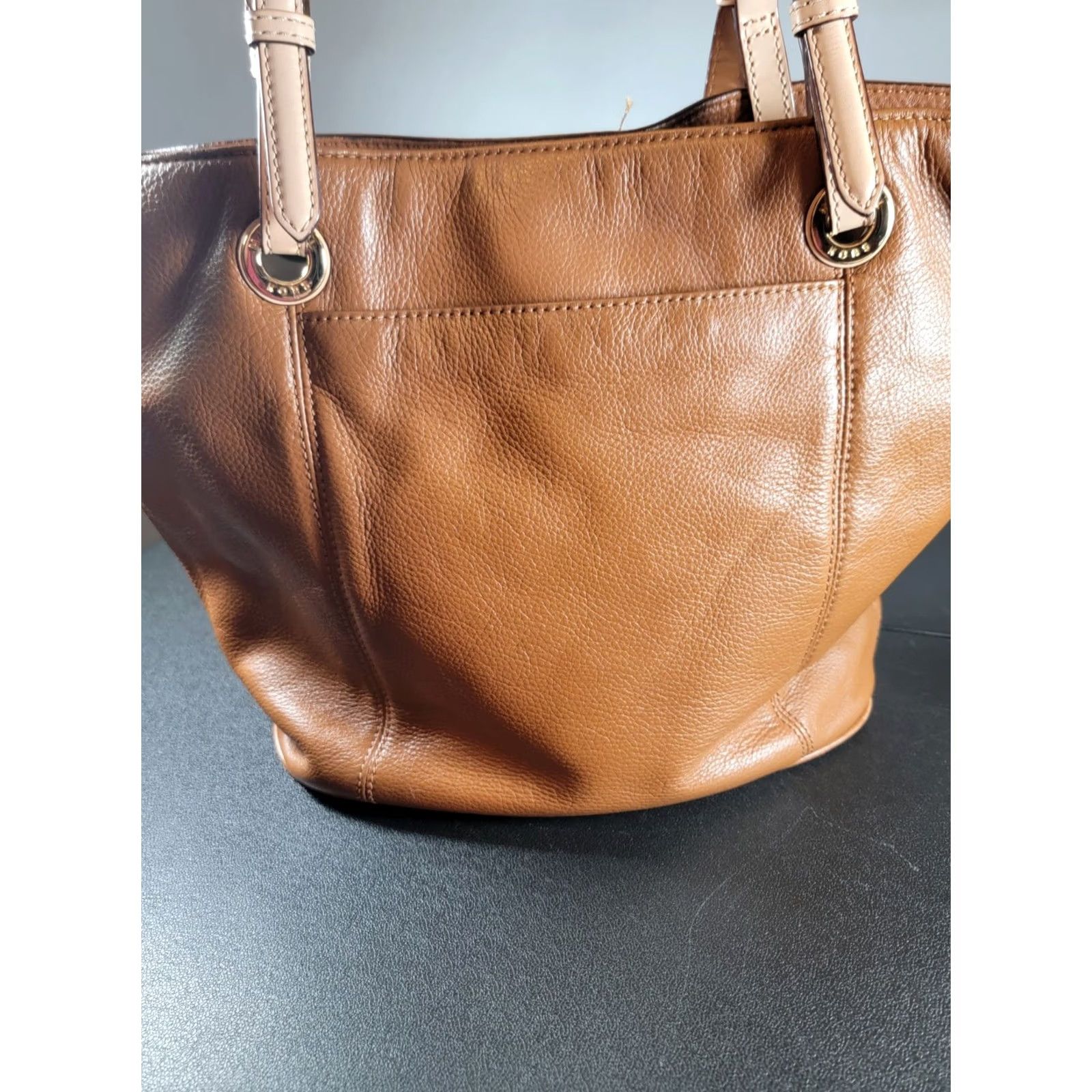 Michael Kors Michael Kors Jet Set Large Brown Pebble Leather Tote Purse Women Size ONE SIZE - 4 Thumbnail