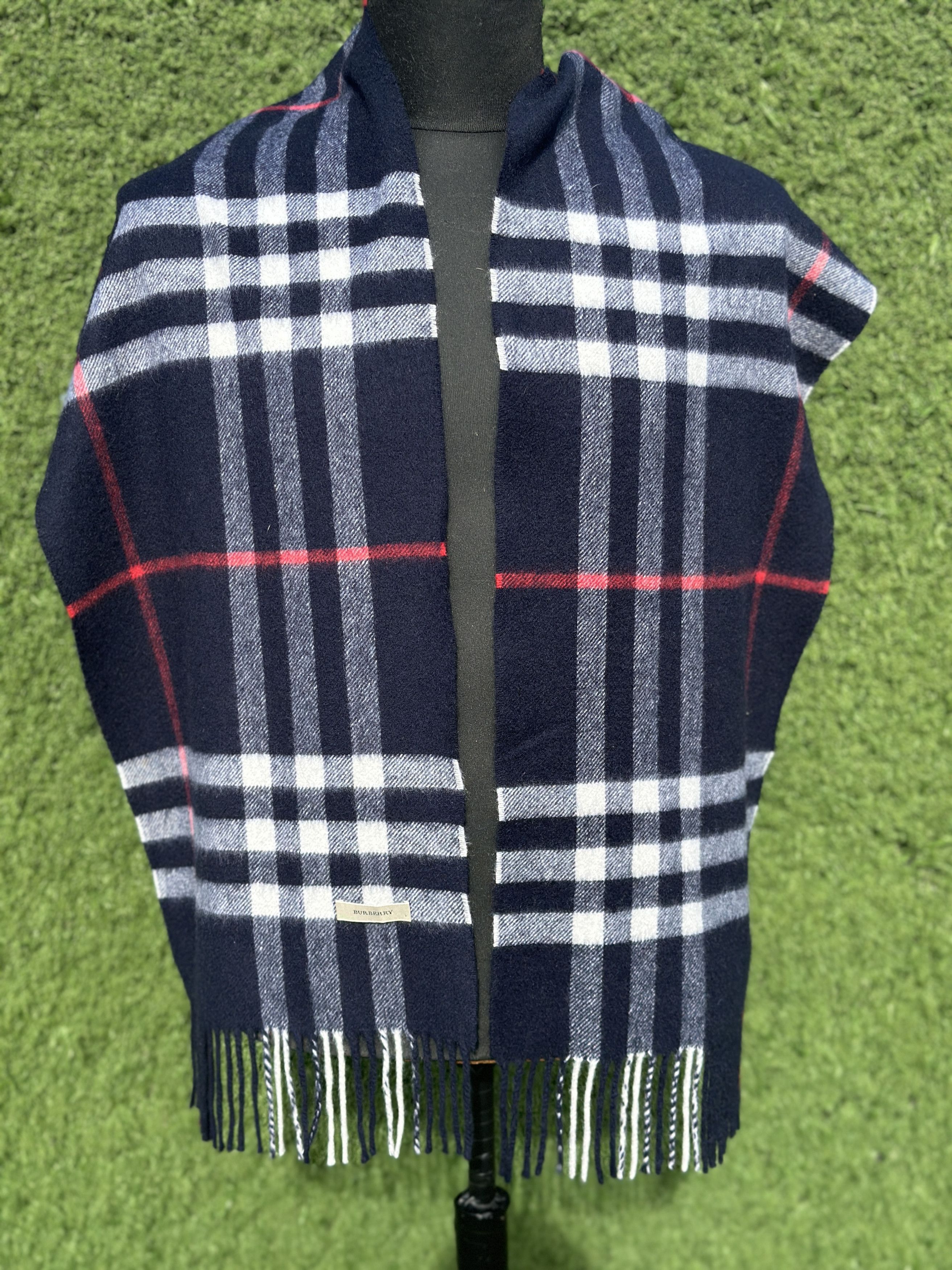 Burberry Burberry 100% Cashmere Check Scarf Fringe Classic 180x30 Cm Size ONE SIZE - 2 Thumbnail