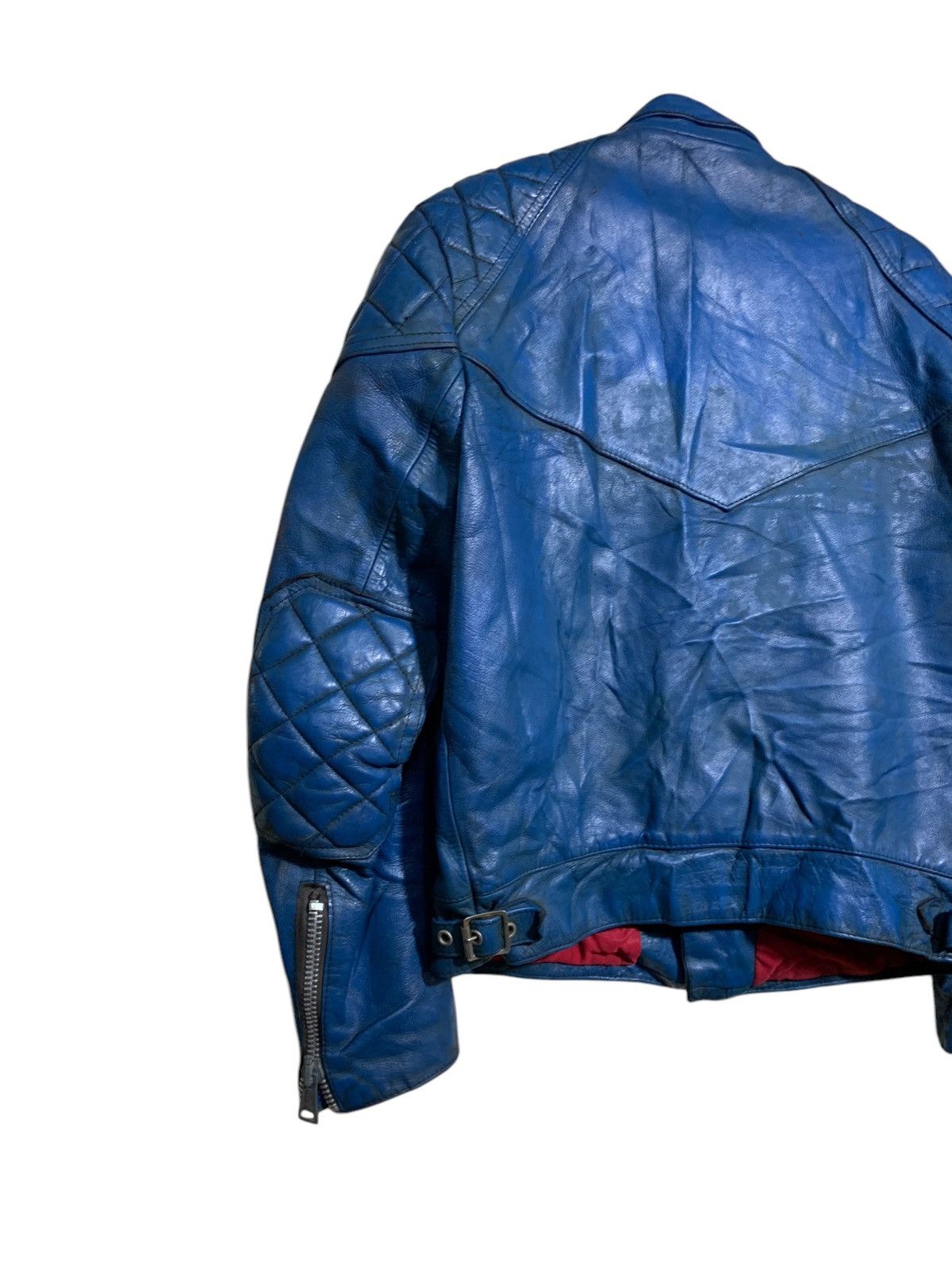 Genuine Leather × Vintage 🔥VTG BLUE BIKERS JACKETS GENUINE LEATHER Size US L / EU 52-54 / 3 - 6 Thumbnail
