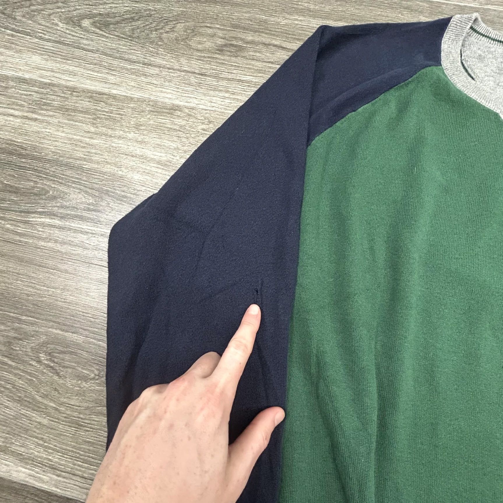 Polo Ralph Lauren Polo Ralph Lauren Sweater Mens XL Green Navy Raglan Pima Cotton Crewneck Logo Size US XL / EU 56 / 4 - 7 Thumbnail