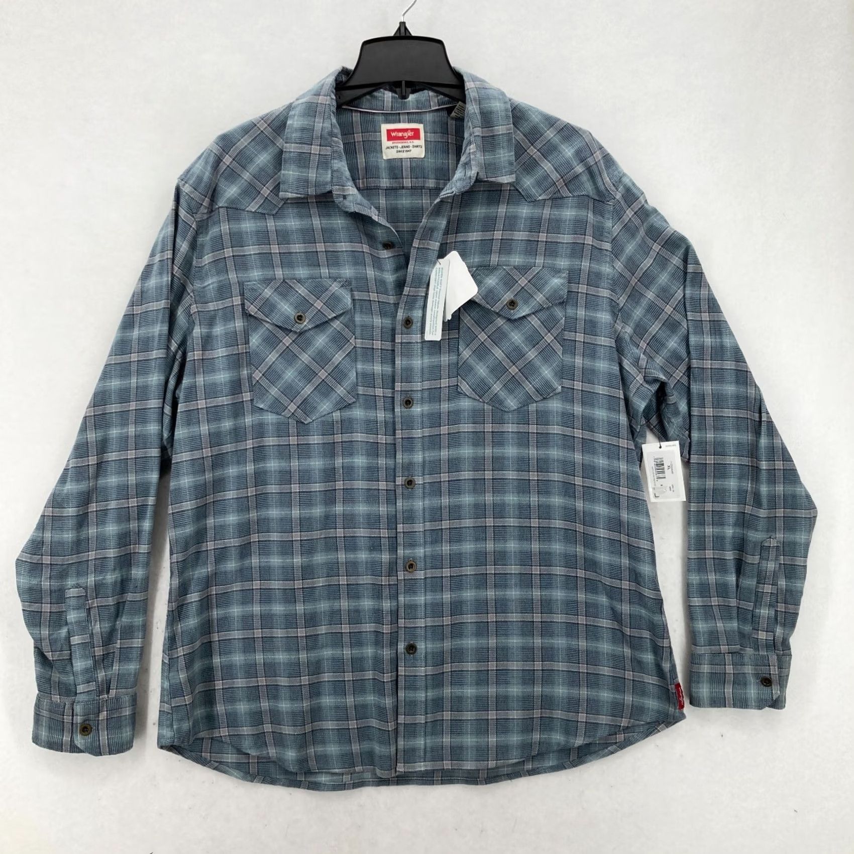 Wrangler Wrangler Cloud Flannel Western Button Up Shirt Mens XL Blue Plaid Cowboy Rodeo Size US XL / EU 56 / 4 - 2 Thumbnail