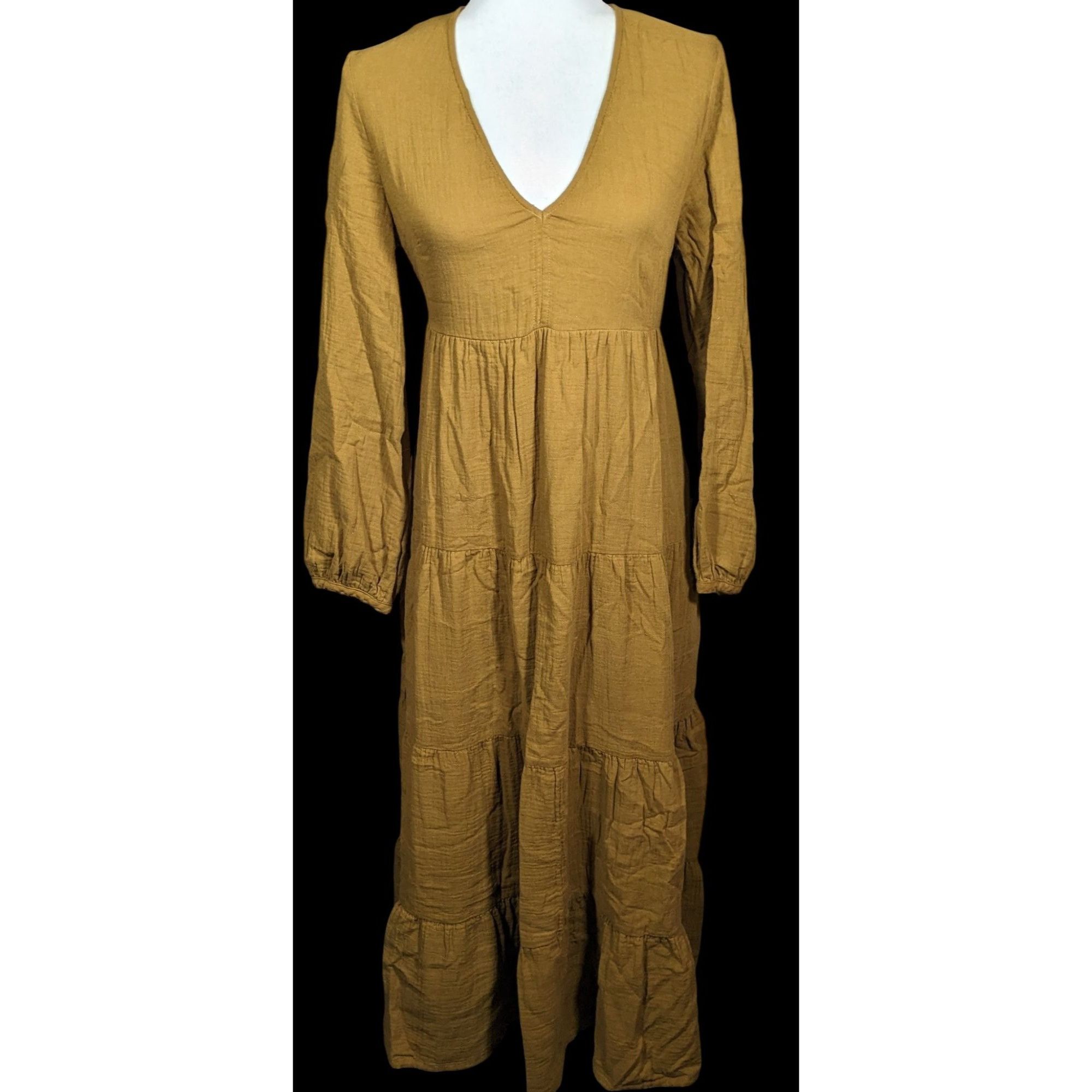 Other Universal Threads Rustic Peasant Brown Tiered Cotton Maxi Dr Size S / US 4 / IT 40 - 1 Thumbnail