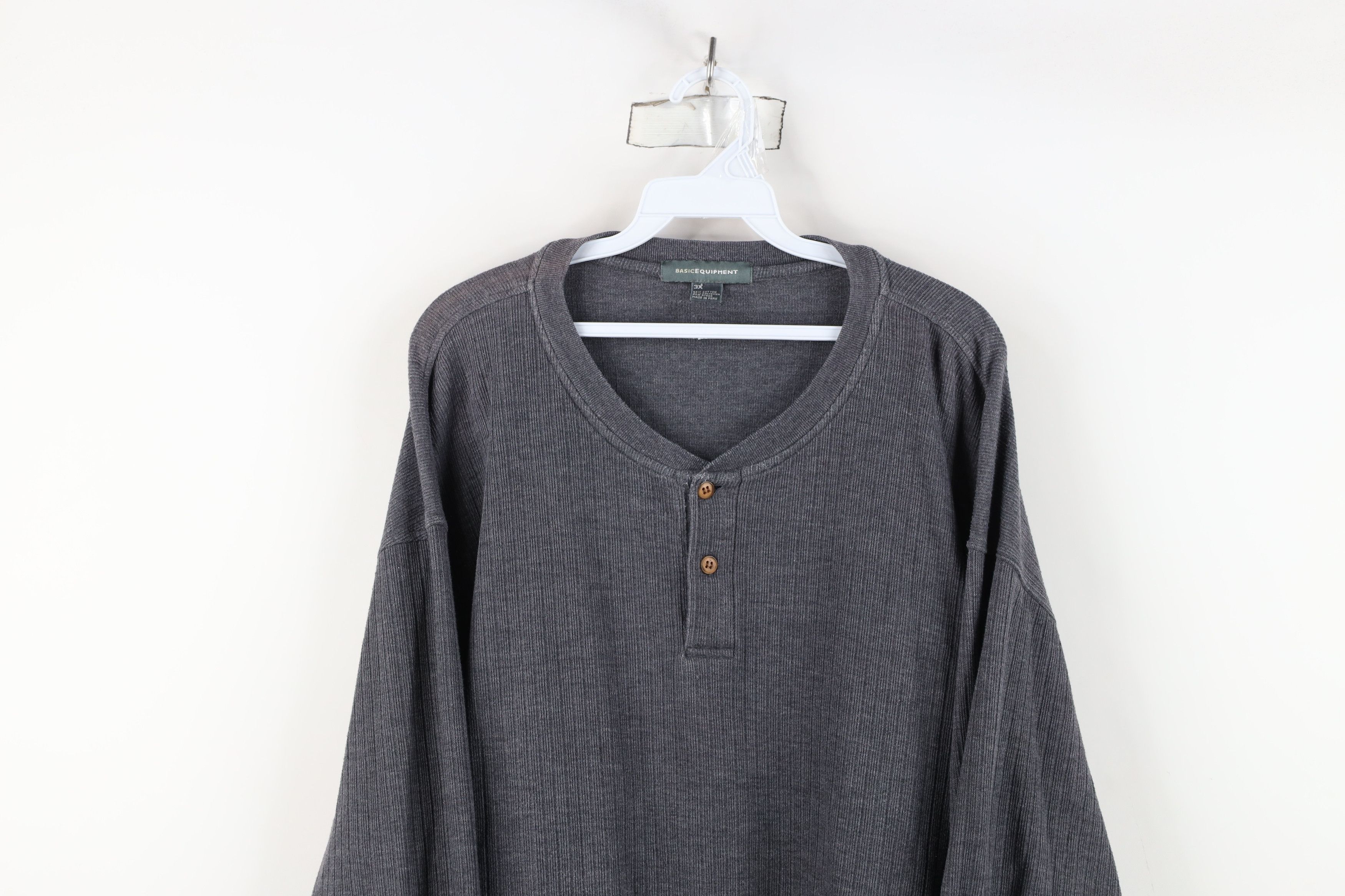Vintage Vintage 90s Streetwear Ribbed Long Sleeve Henley T-Shirt Size US XXL / EU 58 / 5 - 2 Thumbnail