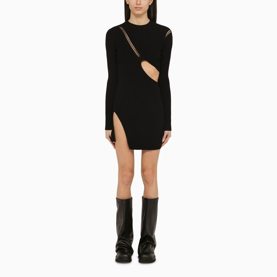 The Attico o1d2blof1024 Ribbed Cut-Out Midi Dress in Black Size XS / US 0-2 / IT 36-38 - 1 Thumbnail