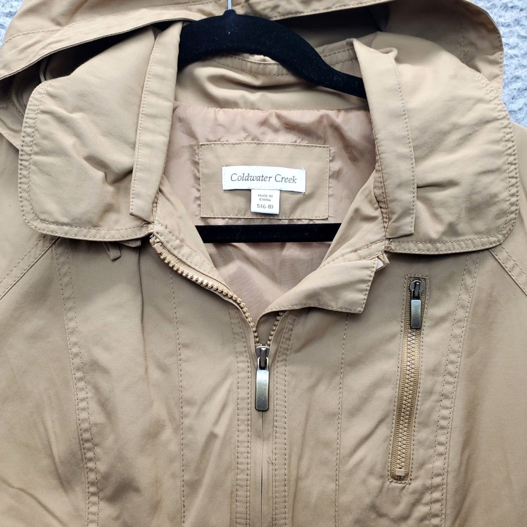 Coldwater Creek Coldwater Creek Womens Raincoat Coat S Brown Lined Removable Hood Full Zip Hooded Breathable Pockets Zip Size S / US 4 / IT 40 - 5 Thumbnail