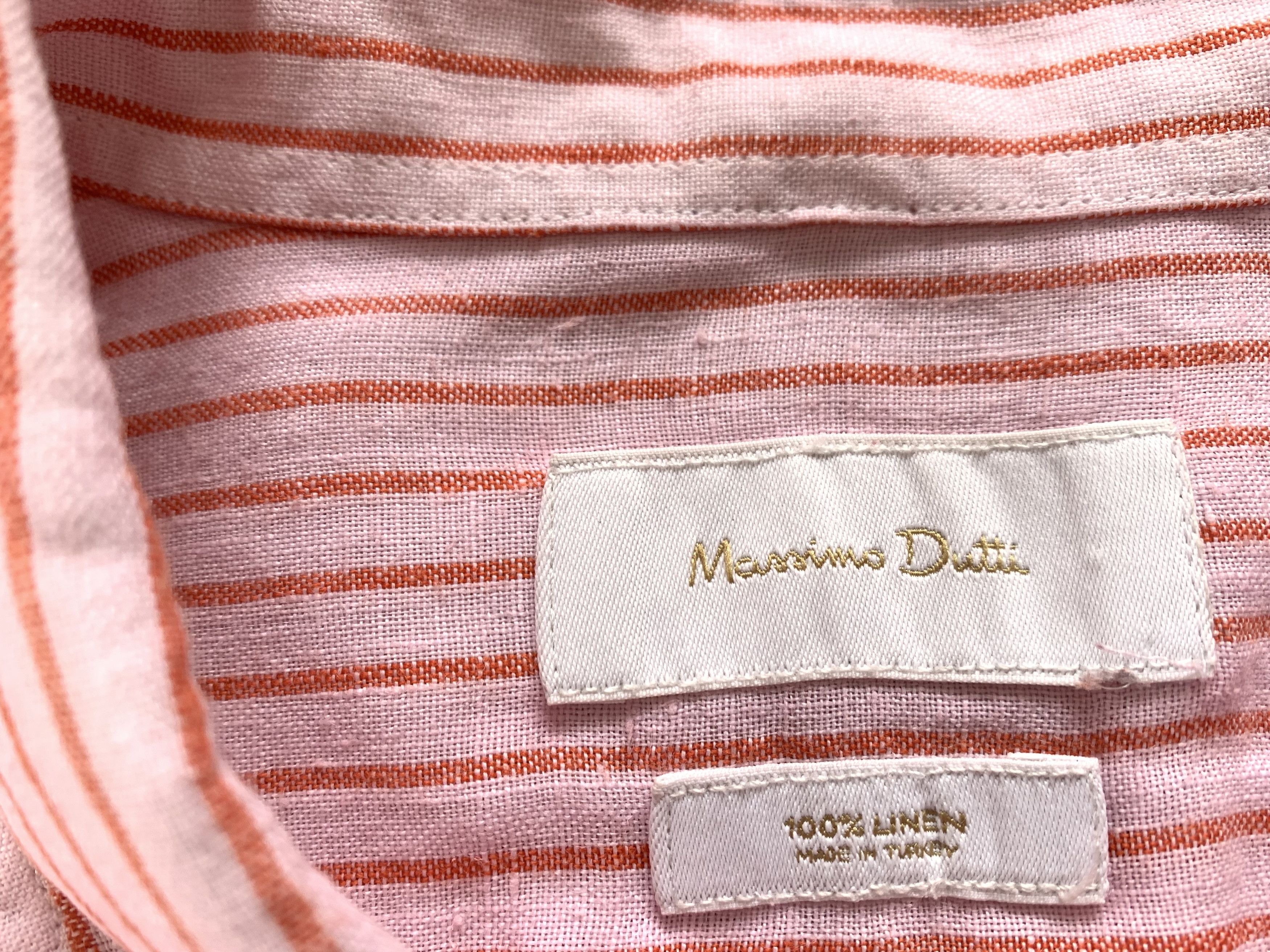 Massimo Dutti Massimo Dutti Stripe Coral Linen Long Sleeve Shirt Size US L / EU 52-54 / 3 - 6 Thumbnail