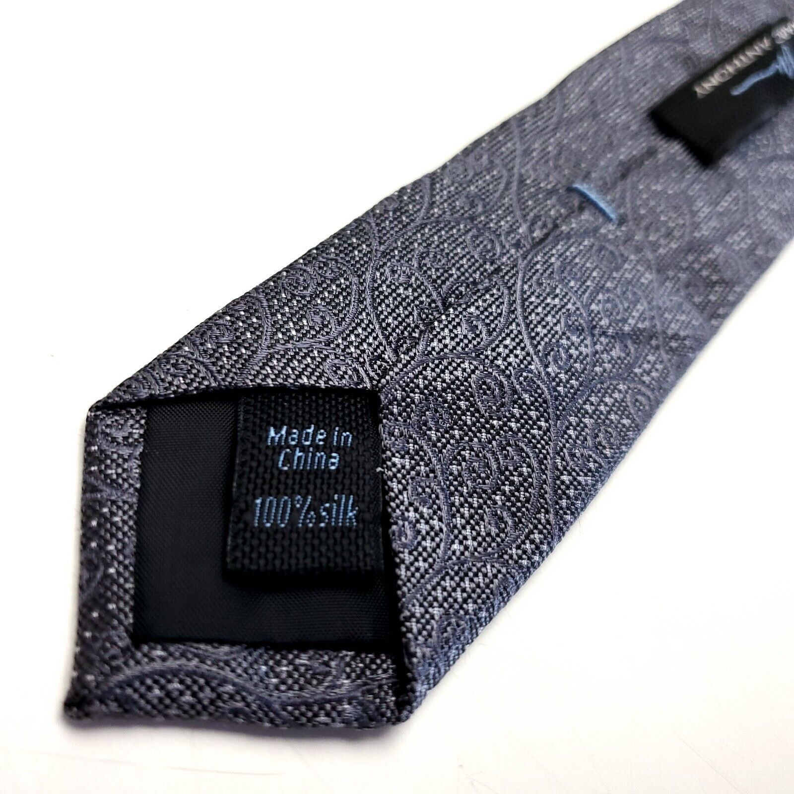 Vintage Marc Anthony Gray Silk Tie Woven Skinny Floral Size ONE SIZE - 5 Thumbnail