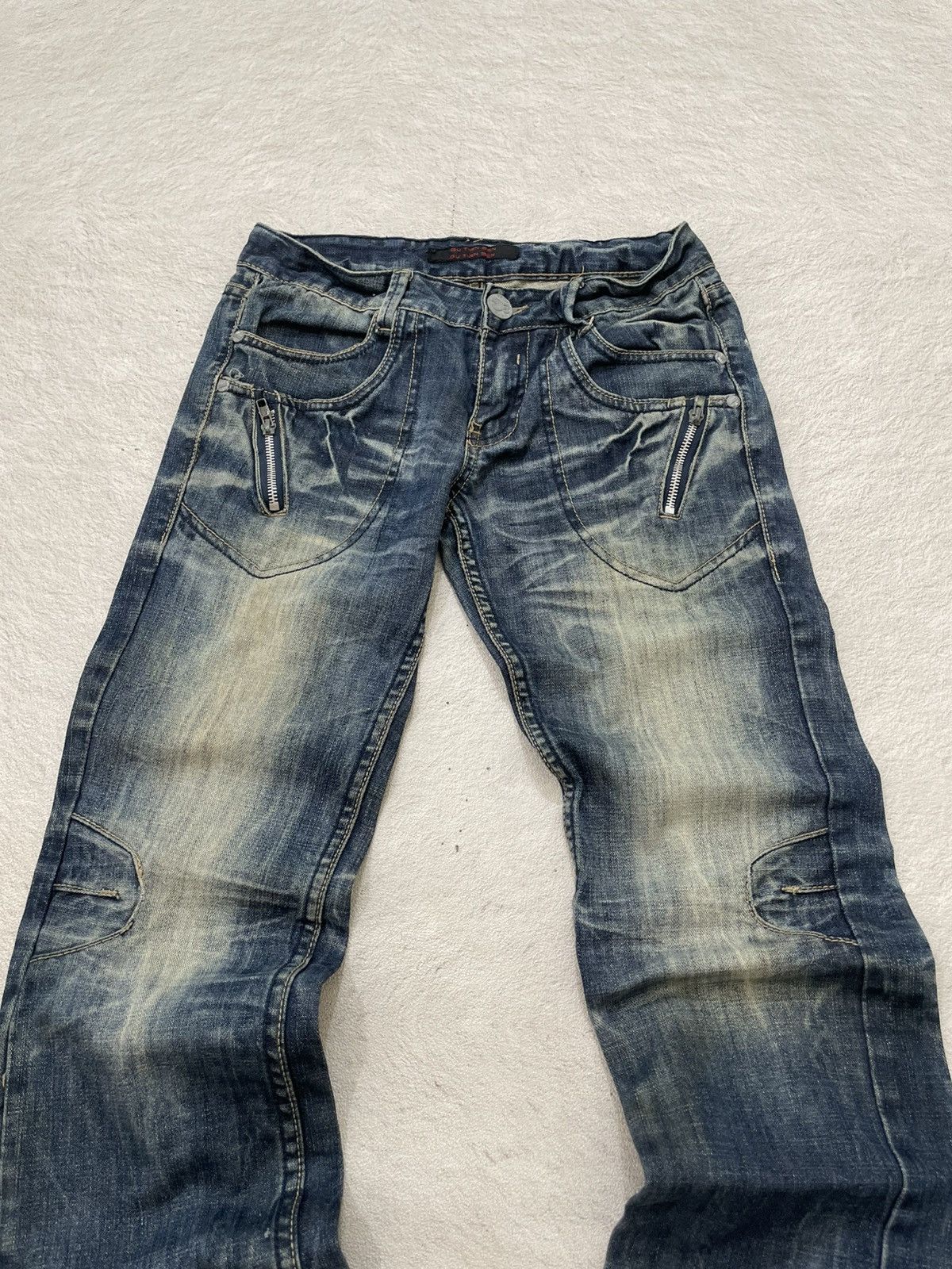 Japanese Brand 2000s Number Nine Denim Embroidered Heavy Fading Jeans Y2K Size US 27 - 2 Thumbnail