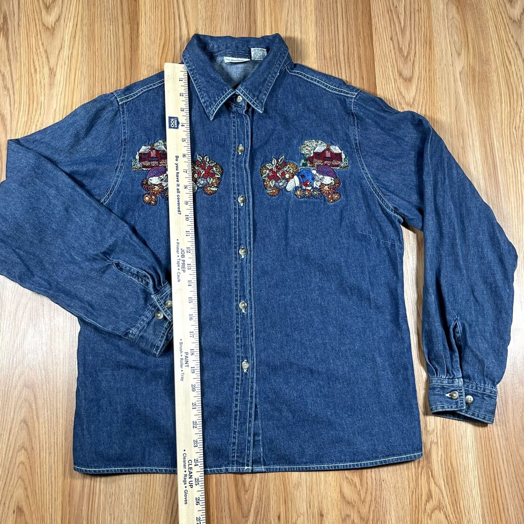 Denime Cabin Creek Womens Shirt Denim Button-Up Blue Long Sleeve Petite Size L Size L / US 10 / IT 46 - 3 Thumbnail