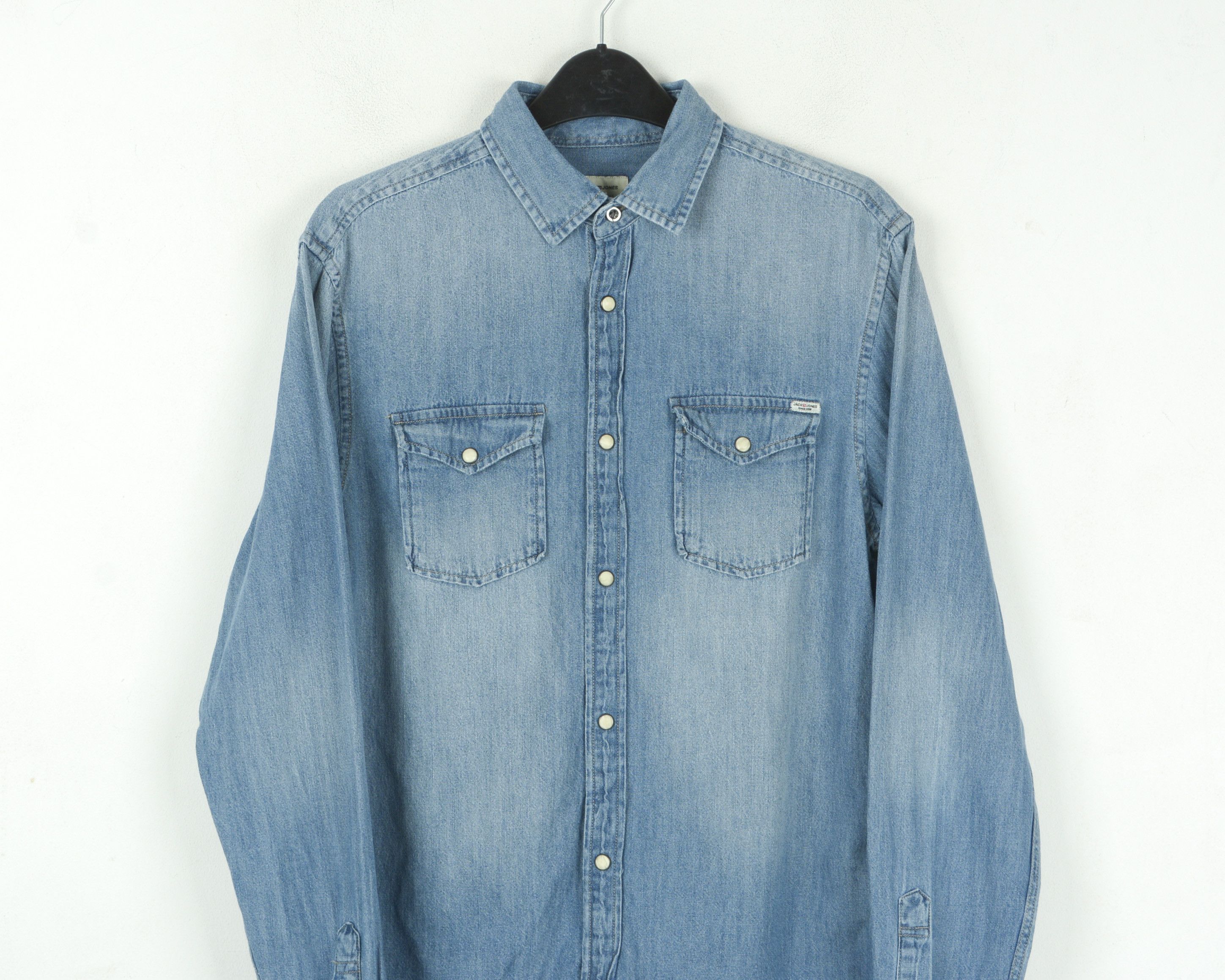 Jack & Jones Casual Shirt Denim Button Up Pockets Top Cotton Collared Size US S / EU 44-46 / 1 - 2 Thumbnail