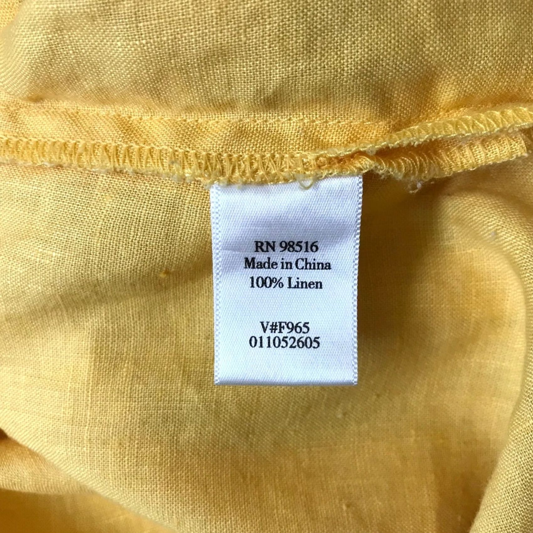 Coldwater Creek COLDwater CREEK Yellow Womens Large 3/4 Sleeve Vneck 100% Linen Top w/Pocket Size L / US 10 / IT 46 - 8 Thumbnail