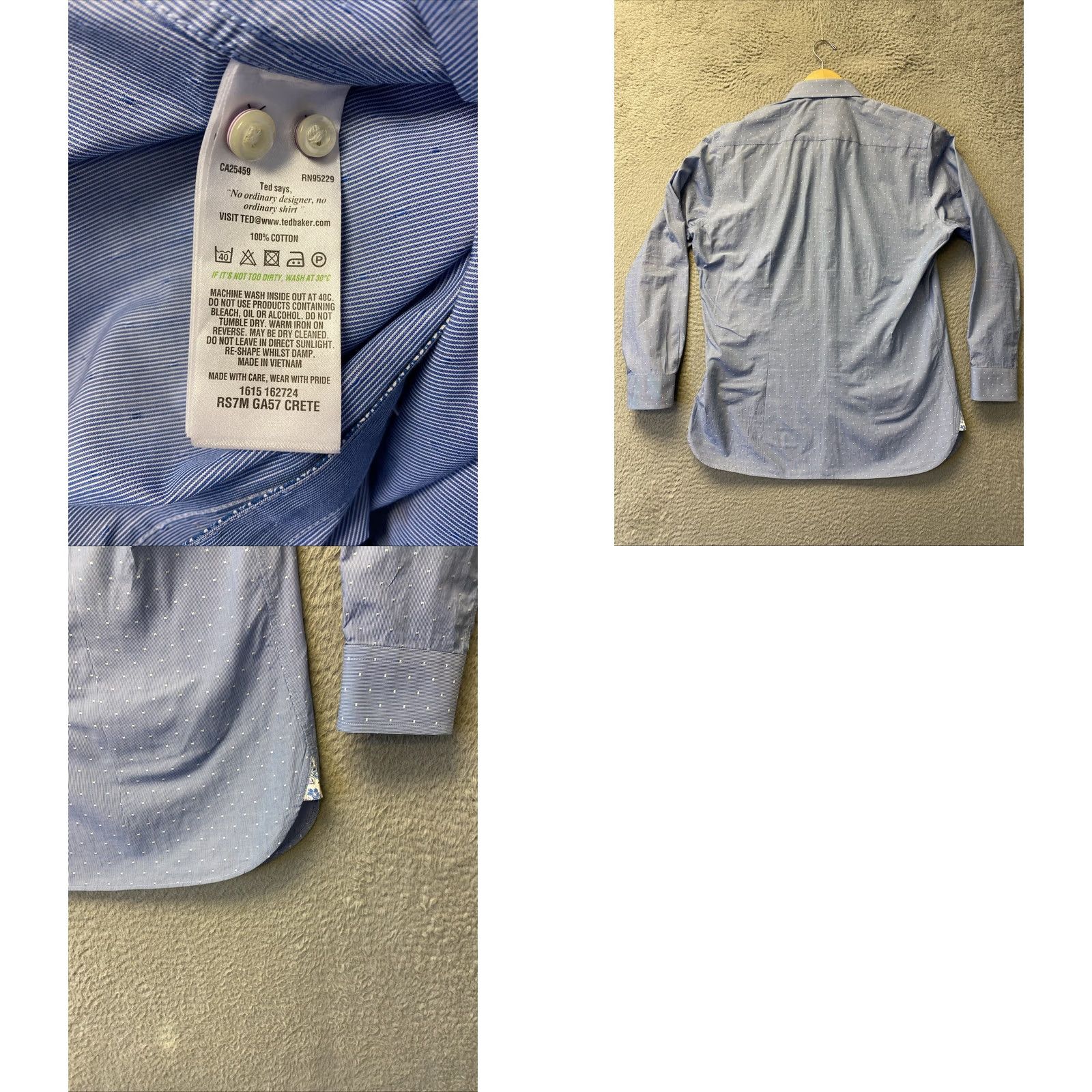 Ted Baker Ted Baker Button Shirt Men 16 32/33 Long Sleeve Dress Shirt Blue Size US L / EU 52-54 / 3 - 8 Thumbnail