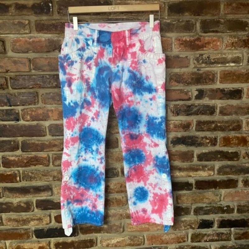 DKNY DKNY Custom Tie Dye Pink Blue Convertible Pants Size 6 Size 28" / US 6 / IT 42 - 1 Thumbnail