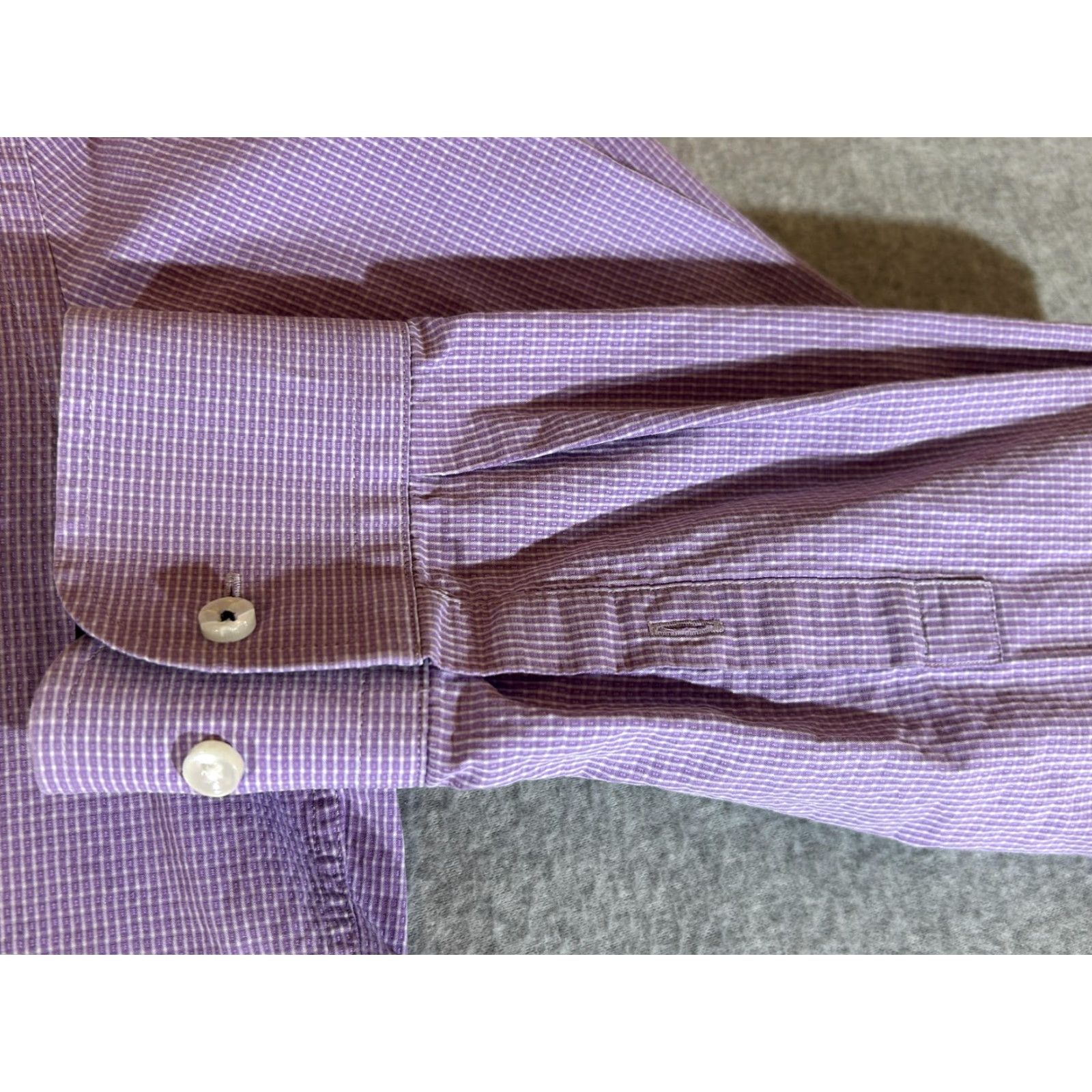 Hugo Boss HUGO BOSS Dress Shirt Mens Large Purple Slim Check 100% Cotton Long Sleeve Button Front Size 46R - 2 Thumbnail