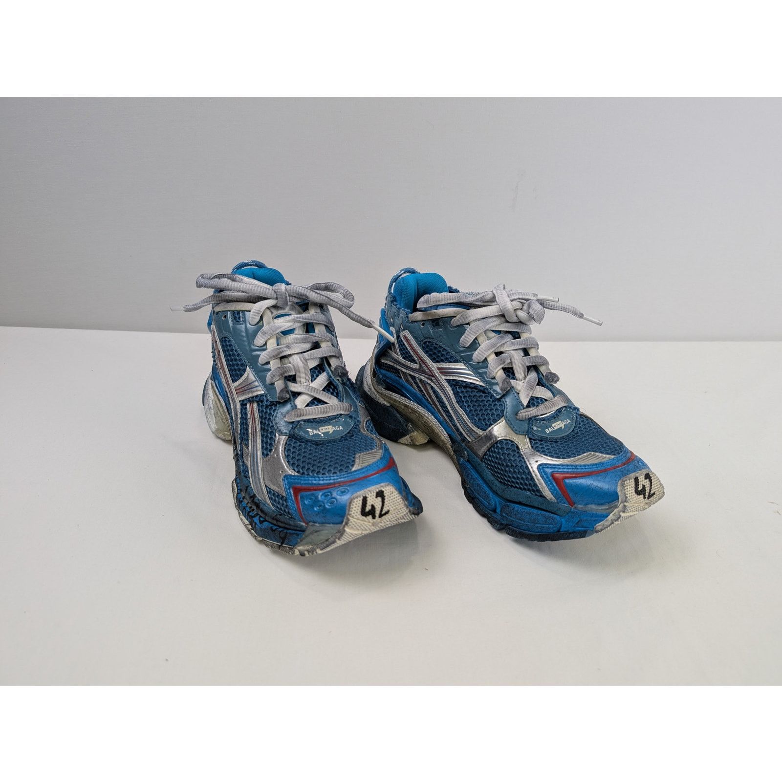 Balenciaga o1rshd1 Runner Sneakers in Blue/Silver/White/Red Size US 9 / EU 42 - 5 Thumbnail