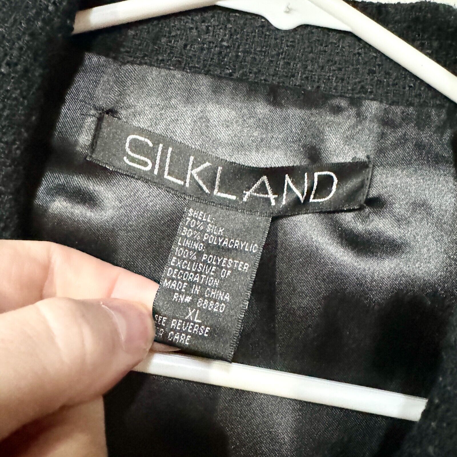 Vintage Vtg Silkland Blazer Knit Lined Speckled 70% Silk Button XL Size XL / US 12-14 / IT 48-50 - 2 Thumbnail
