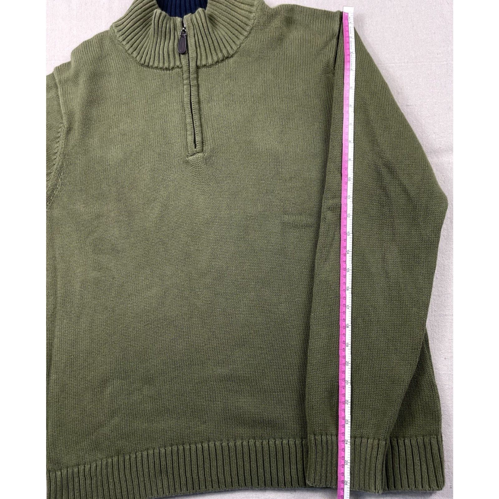 Olive LL Bean Mens L 1/4 Zip Knit Pullover Jacket Sweat Sweat Jacket Mock Neck Olive Green Casual Outdoor Hiking Walking Mens Size L Size US L / EU 52-54 / 3 - 5 Thumbnail