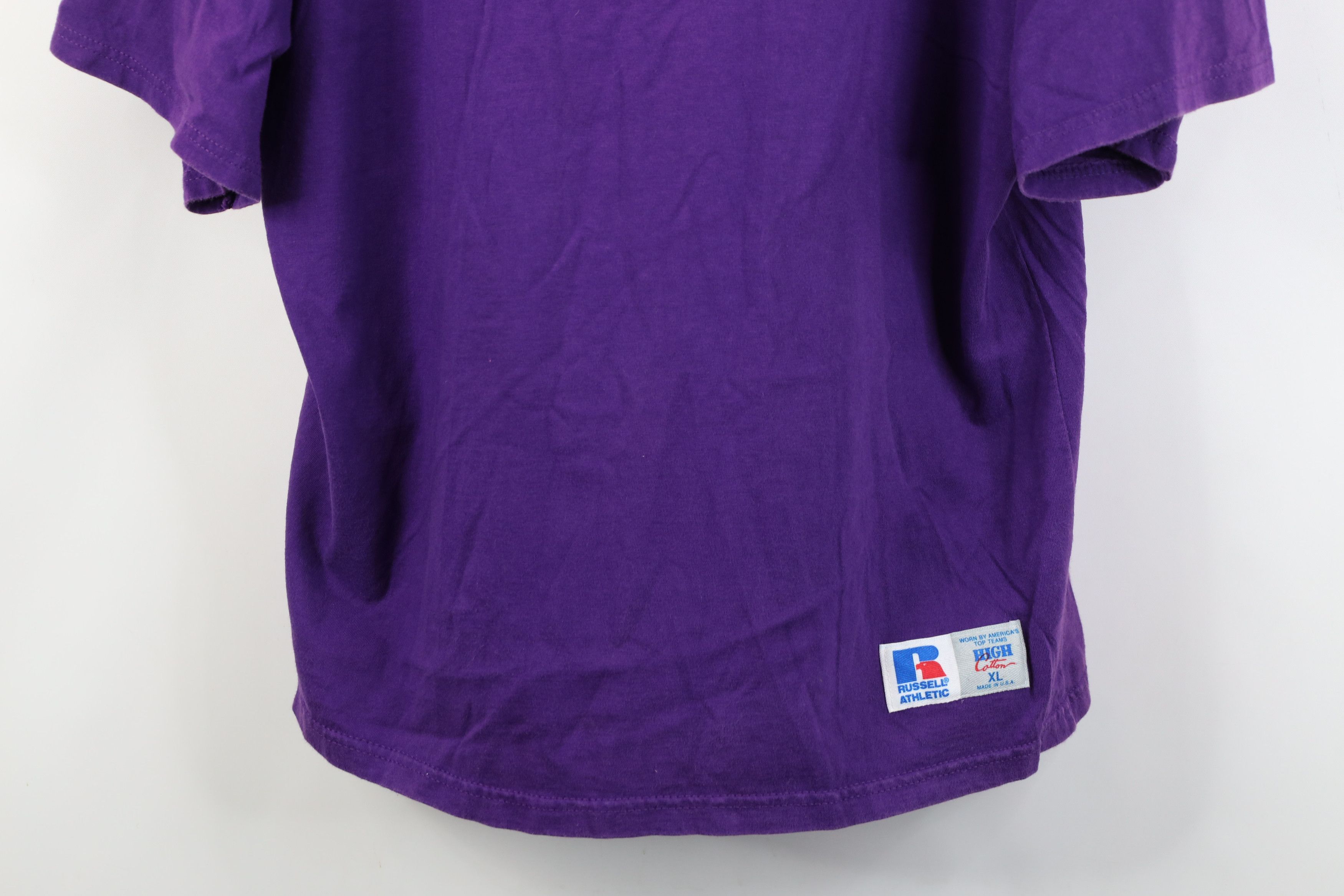 Russell Athletic Vintage 90s Russell Athletic Blank Cotton T-Shirt Purple USA Size US XL / EU 56 / 4 - 3 Thumbnail