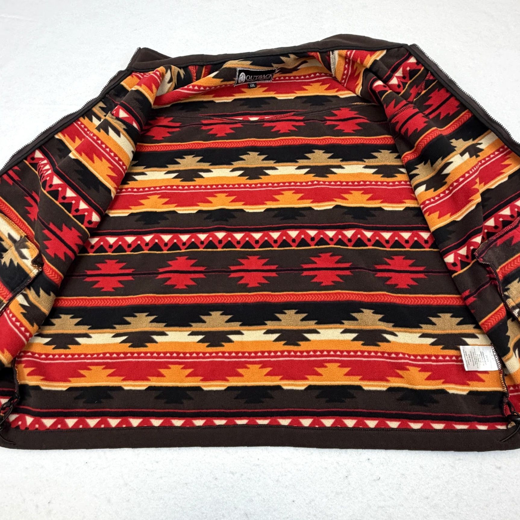 Vintage Outback Trading Company Vest Mens 2XL Brown Fleece Oregon Aztec Lined Western Size US XXL / EU 58 / 5 - 4 Thumbnail