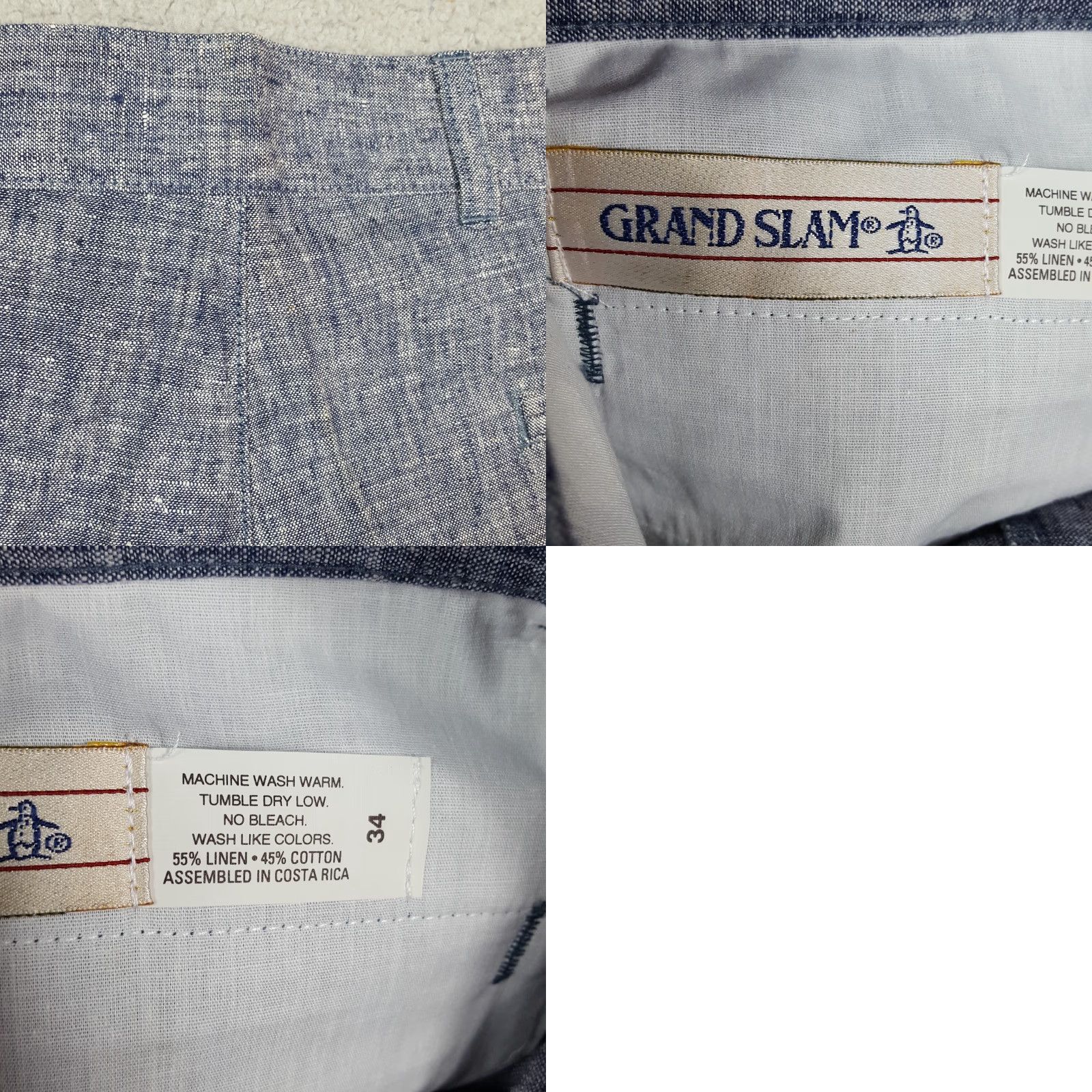 Denime Vintage Grand Slam Cotton Chino Shorts Men’s Size 34 Blue Summer Casual Retro Y2K Size US 34 / EU 50 - 8 Thumbnail