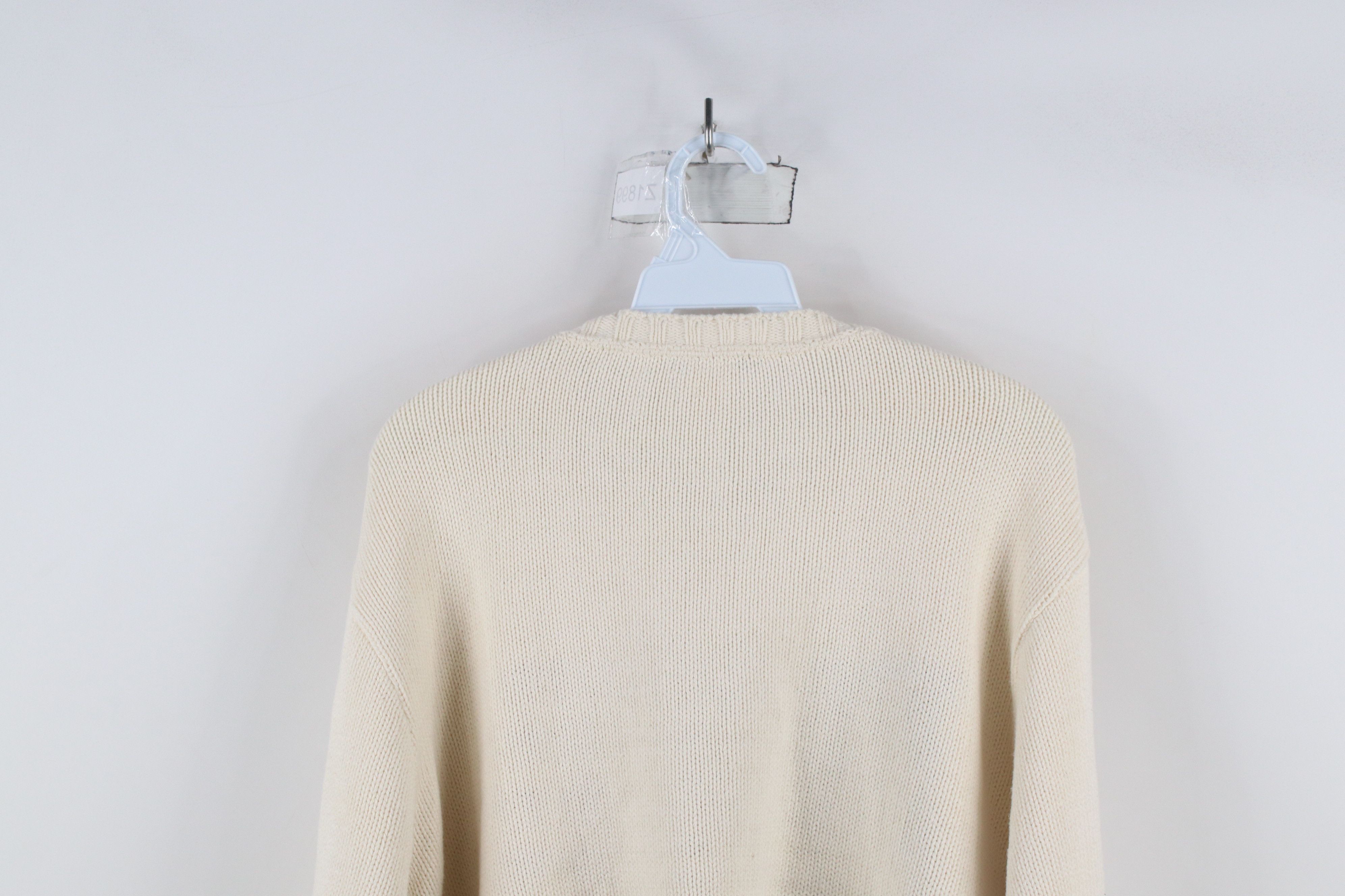 Vintage Vintage 90s Streetwear Flag Cotton Knit Sweater Cream USA Size XL / US 12-14 / IT 48-50 - 10 Thumbnail