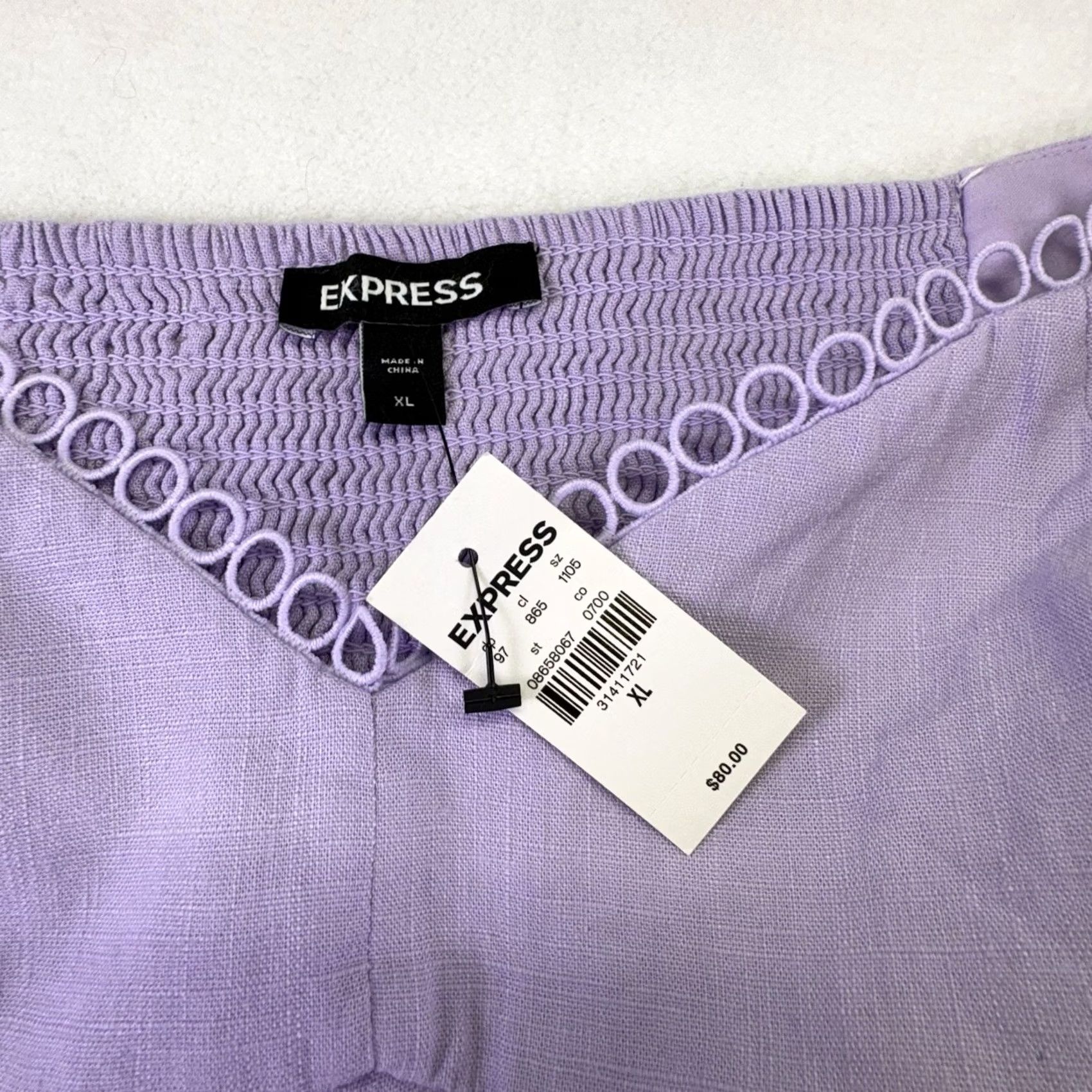 Express VINTAGE Express Off Shoulder Cropped Blouse Purple XL ropes? Size XL / US 12-14 / IT 48-50 - 2 Thumbnail
