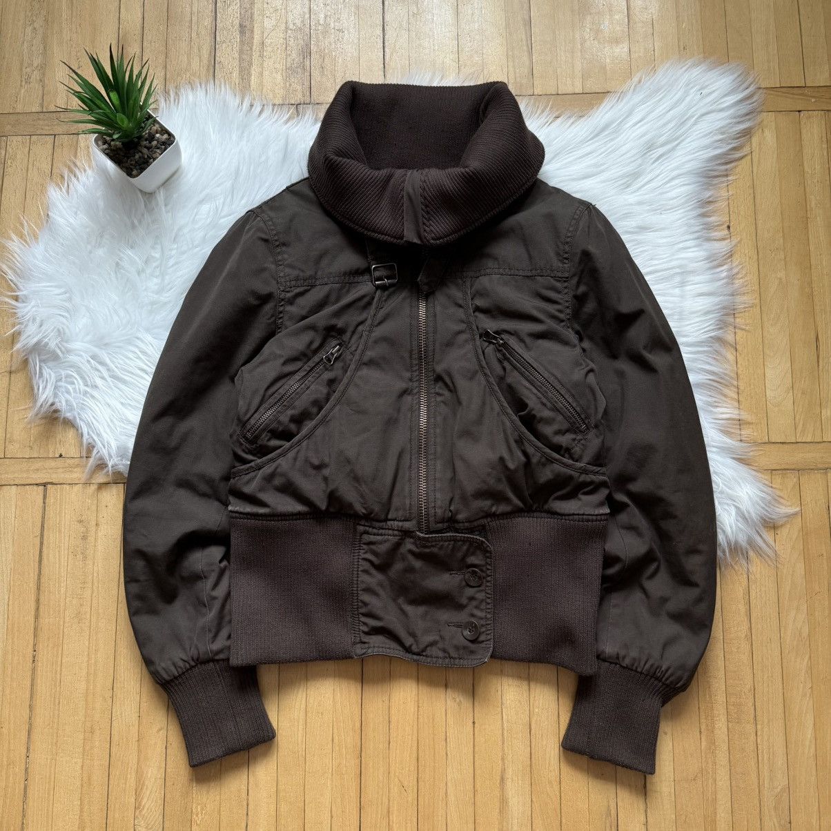 If Six Was Nine 📌 Vintage Crazy Y2K HM Cropped Bomber Jacket Size S / US 4 / IT 40 - 1 Thumbnail