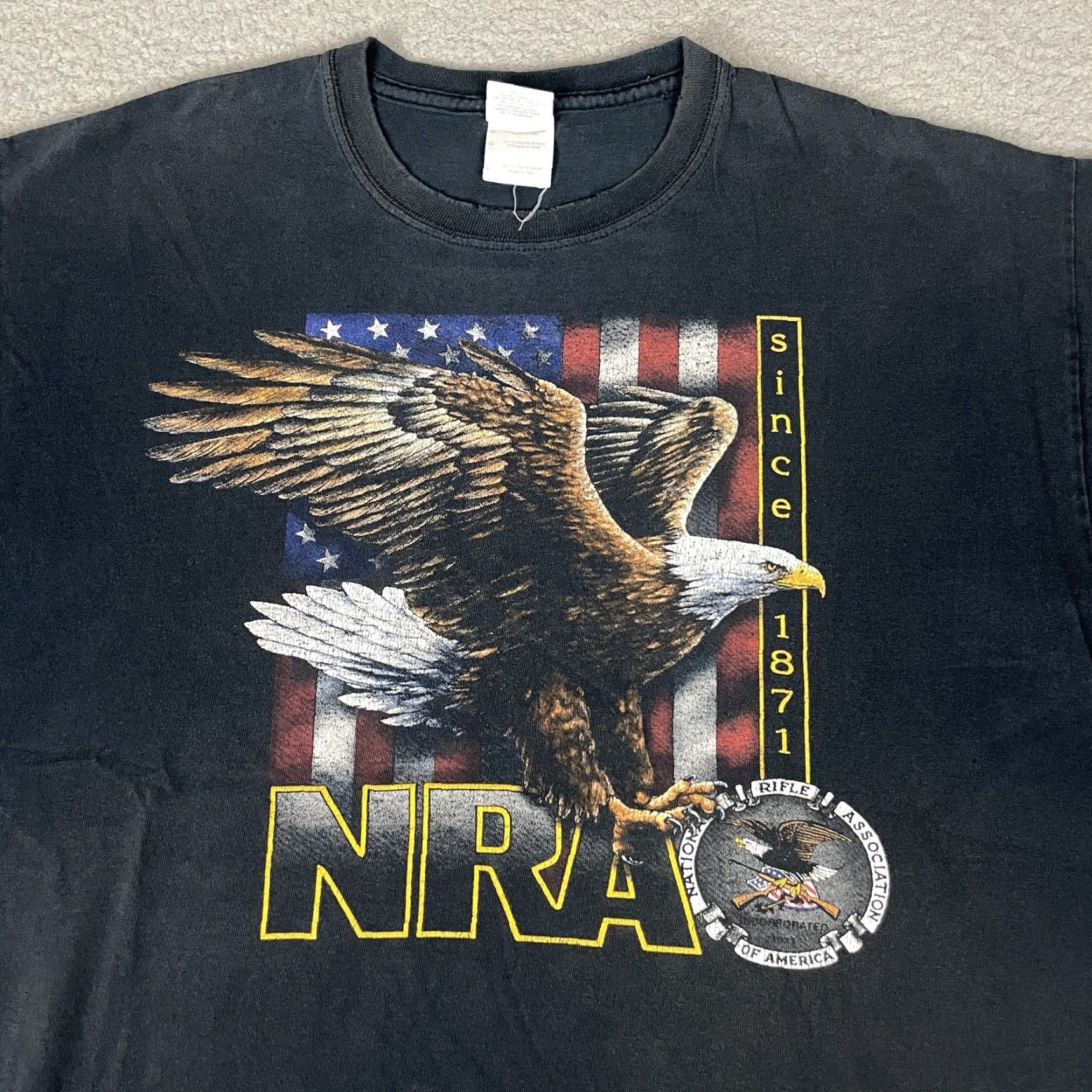 Vintage VINTAGE NRA T-Shirt Adult L Black Eagle USA Flag Distressed Graphic Tee Vtg L Mens Size US L / EU 52-54 / 3 - 2 Thumbnail