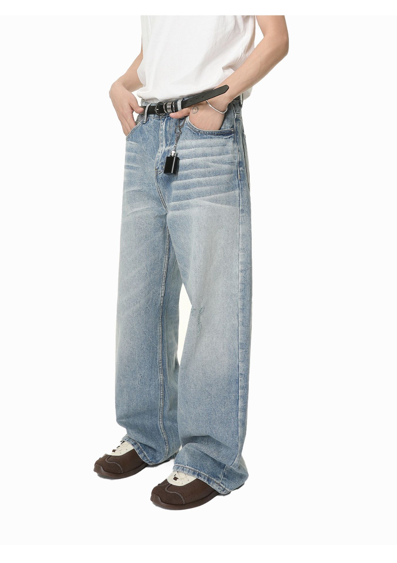 Vintage Japanese retro washed distressed straight loose jeans Size US 32 / EU 48 - 4 Thumbnail