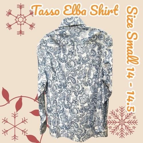 Tasso Elba Beautiful Tasso Elba Shirt Mens Small Blue Paisley Long Slee Size US S / EU 44-46 / 1 - 1 Thumbnail