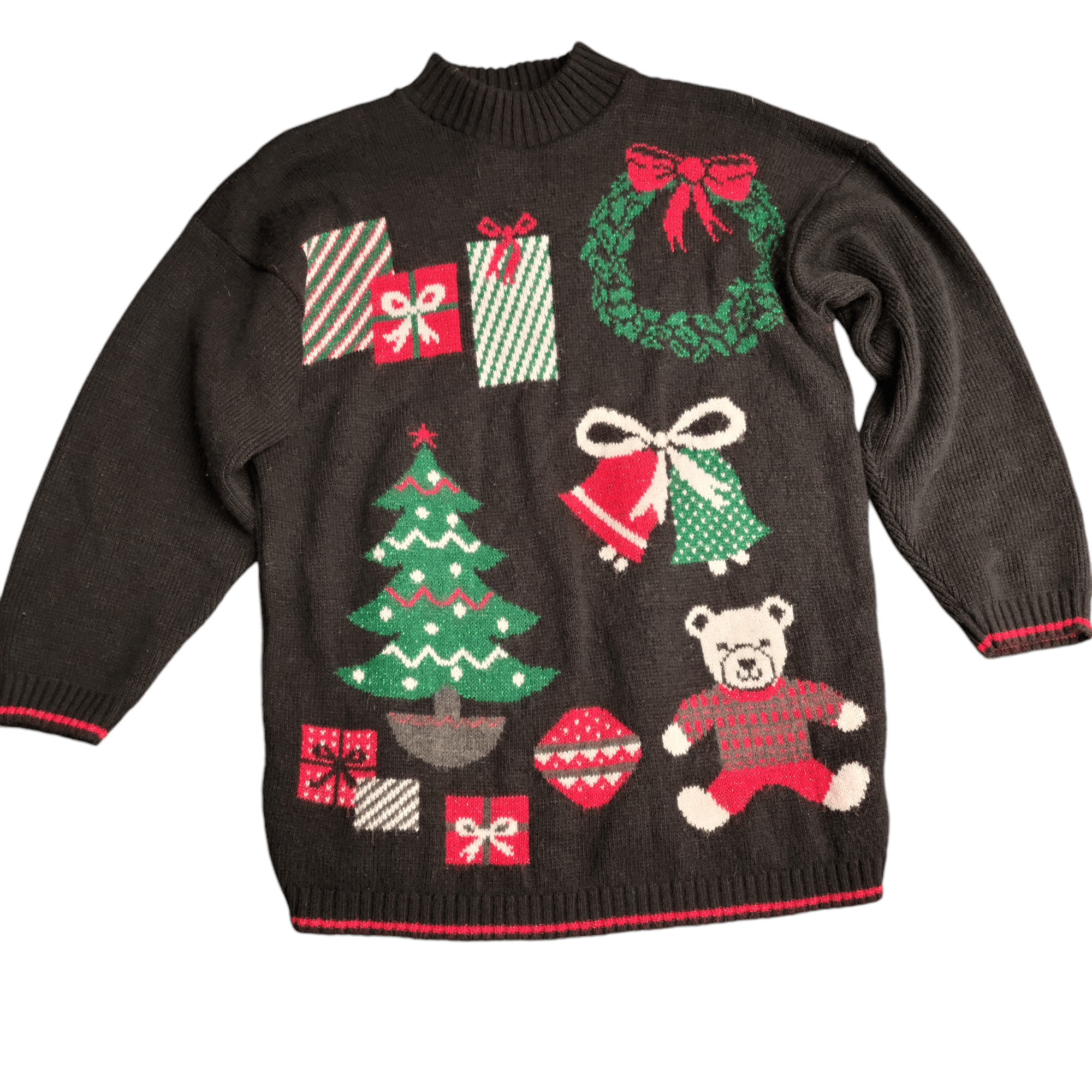 NBDN Nobrandedon Ugly Christmas Sweater Oversized Black 3/4 Sleeve Size L / US 10 / IT 46 - 1 Thumbnail