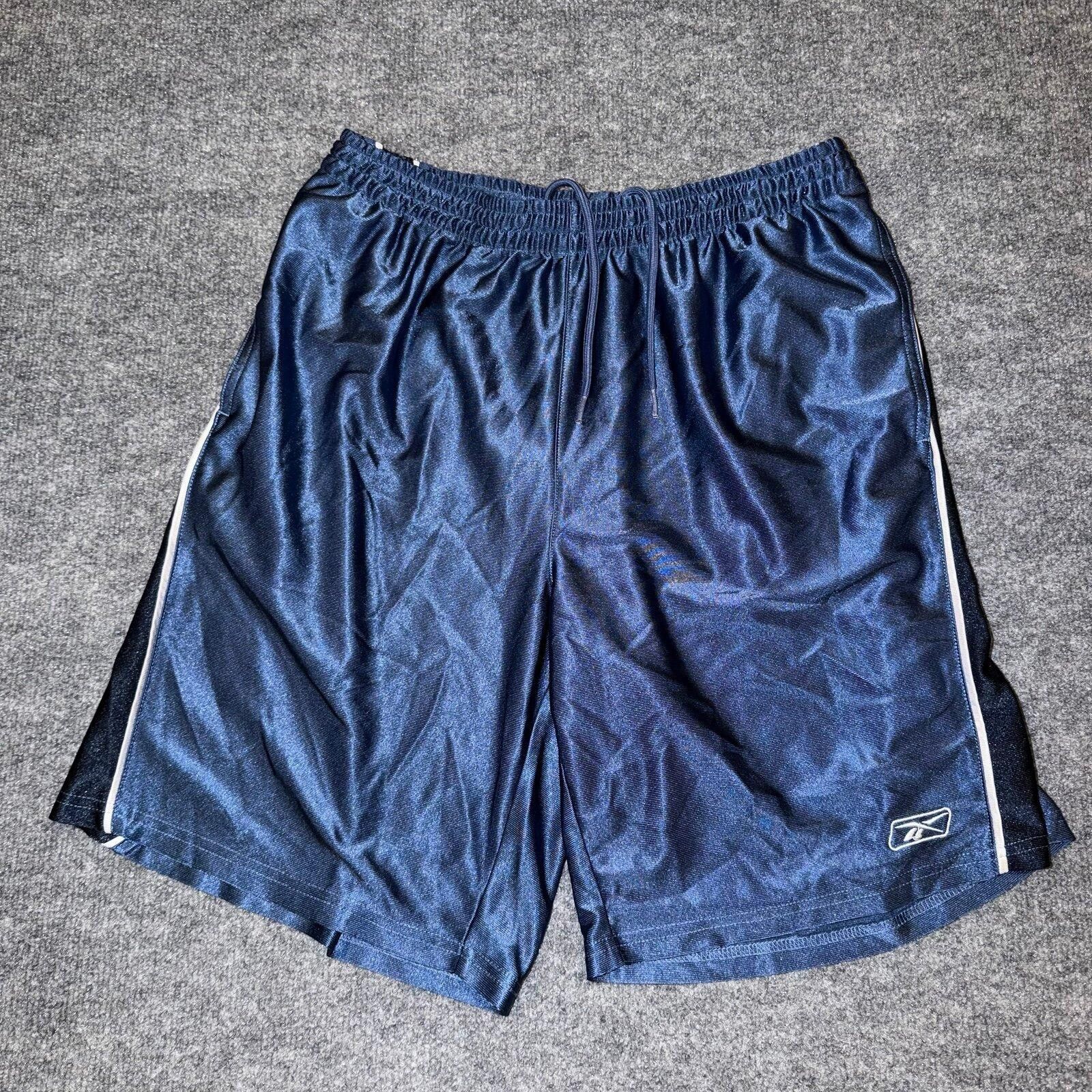 Reebok Navy Blue Dazzle Baggy Hoop Shorts Mens MD Vtg y2k