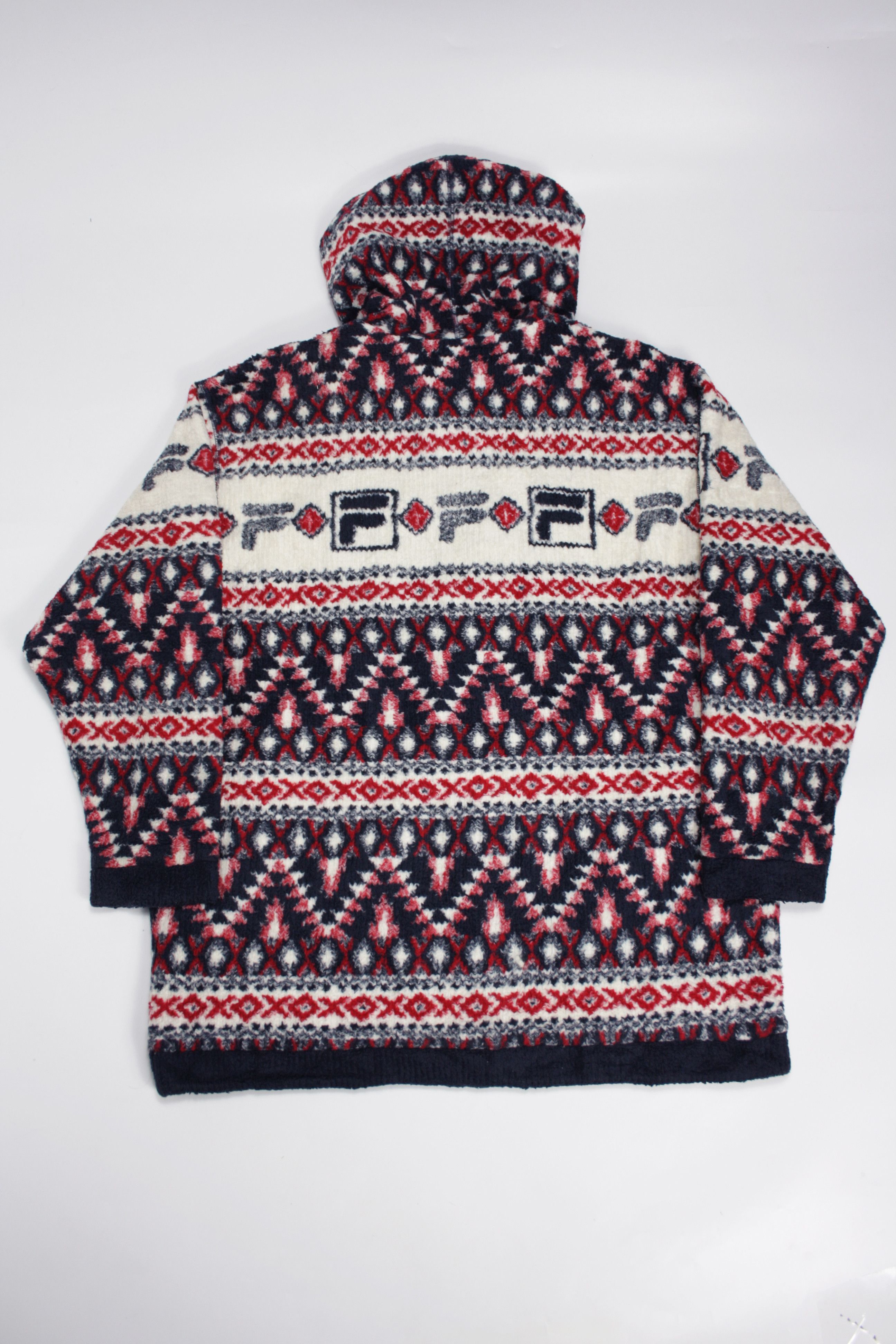Fila × Japanese Brand × Vintage Fila 90s Vintage Printed Fleece Windbreaker Hooded Jacket Size US M / EU 48-50 / 2 - 2 Thumbnail