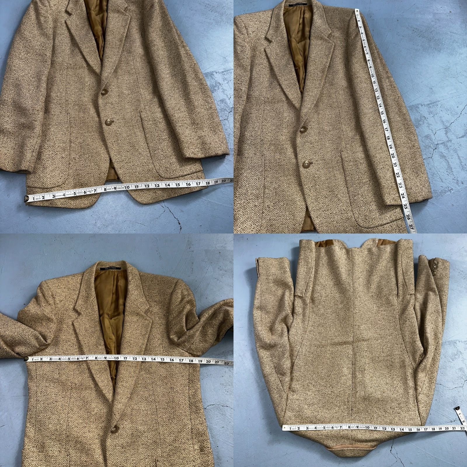 Yves Saint Laurent VINTAGE Yves Saint Laurent Blazer Coat Men 38 Beige Tweed France 80s Classic Designer Size 38R - 8 Thumbnail