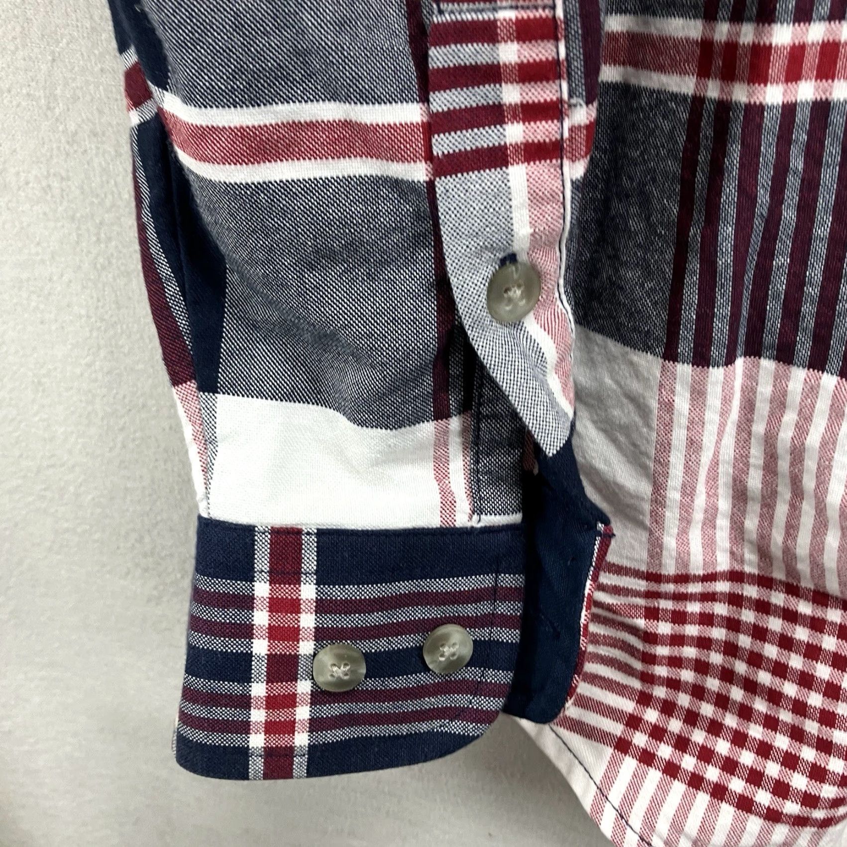 Wrangler VINTAGE Wrangler Shirt Men Large Plaid Western Button-Up 90s Retro Casual Cotton Navy Red White Size US L / EU 52-54 / 3 - 6 Thumbnail