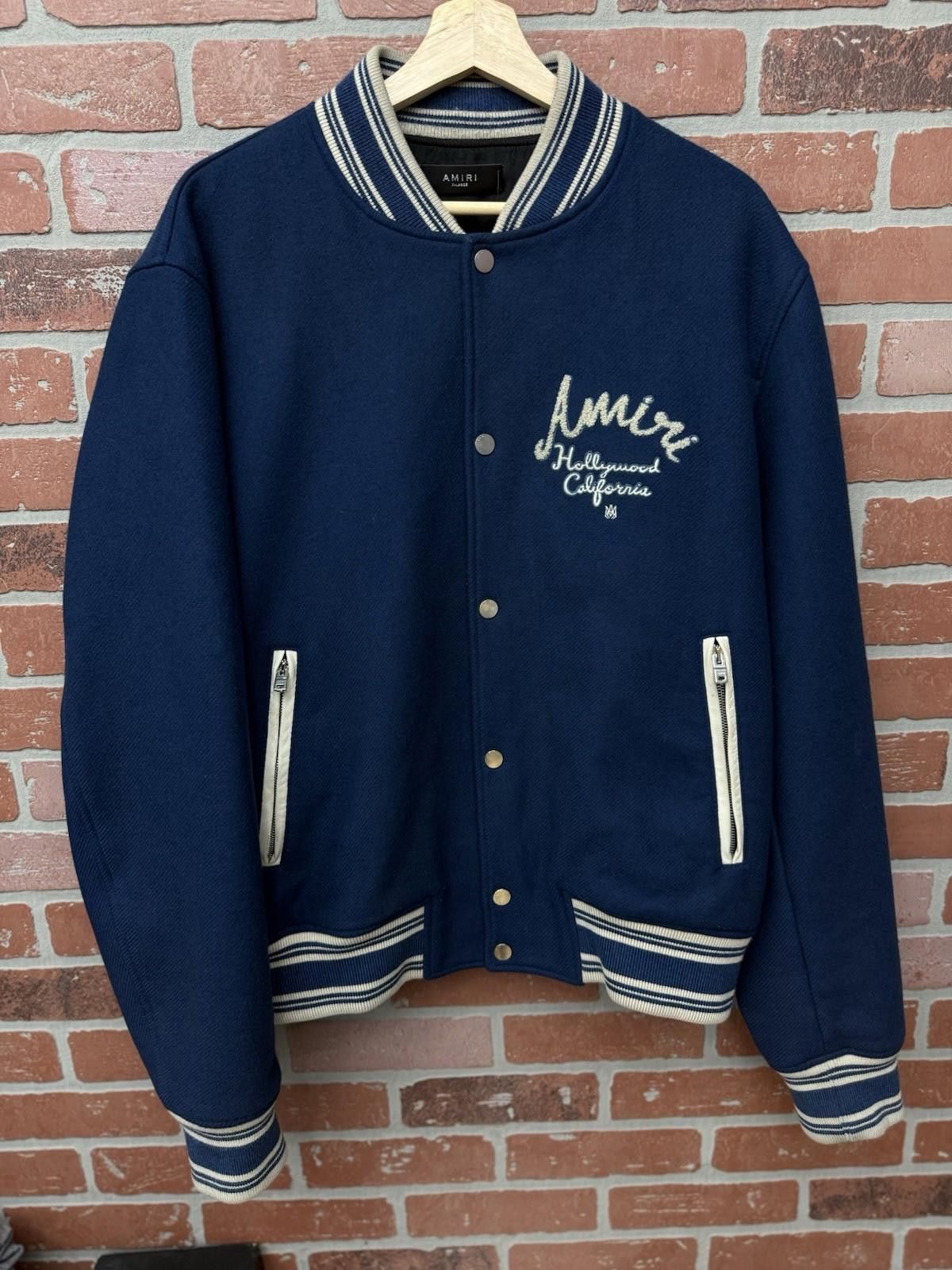 Amiri Amiri Varsity Jacket Blue White Hollywood XL $1500 Retail Size US XL / EU 56 / 4 - 3 Thumbnail