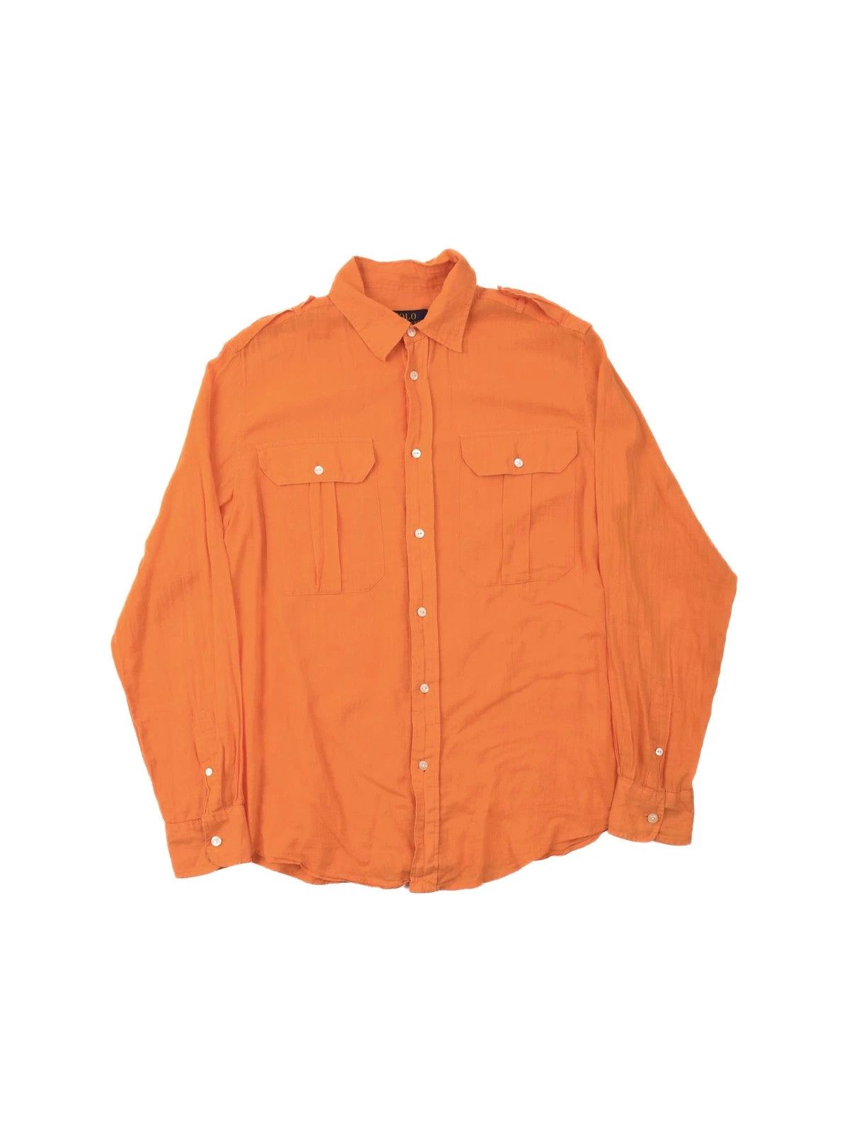 Polo Ralph Lauren Polo Ralph Lauren Orange Long Sleeve Linen Military Shirt Size US M / EU 48-50 / 2 - 1 Thumbnail