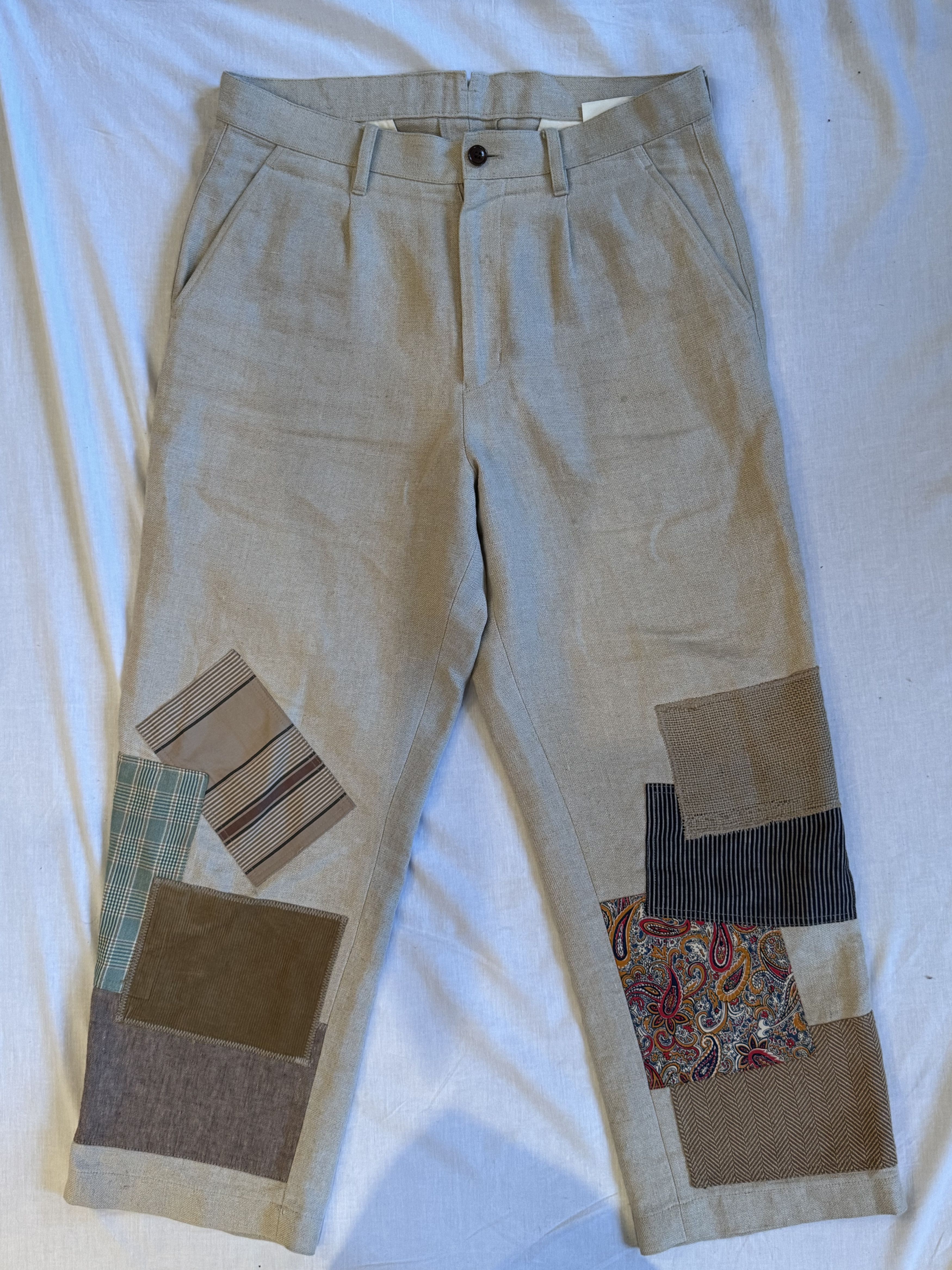 Comme des Garcons × Junya Watanabe Junya Watanabe 2015 Patchwork Linen Trousers Size US 30 / EU 46 - 1 Thumbnail