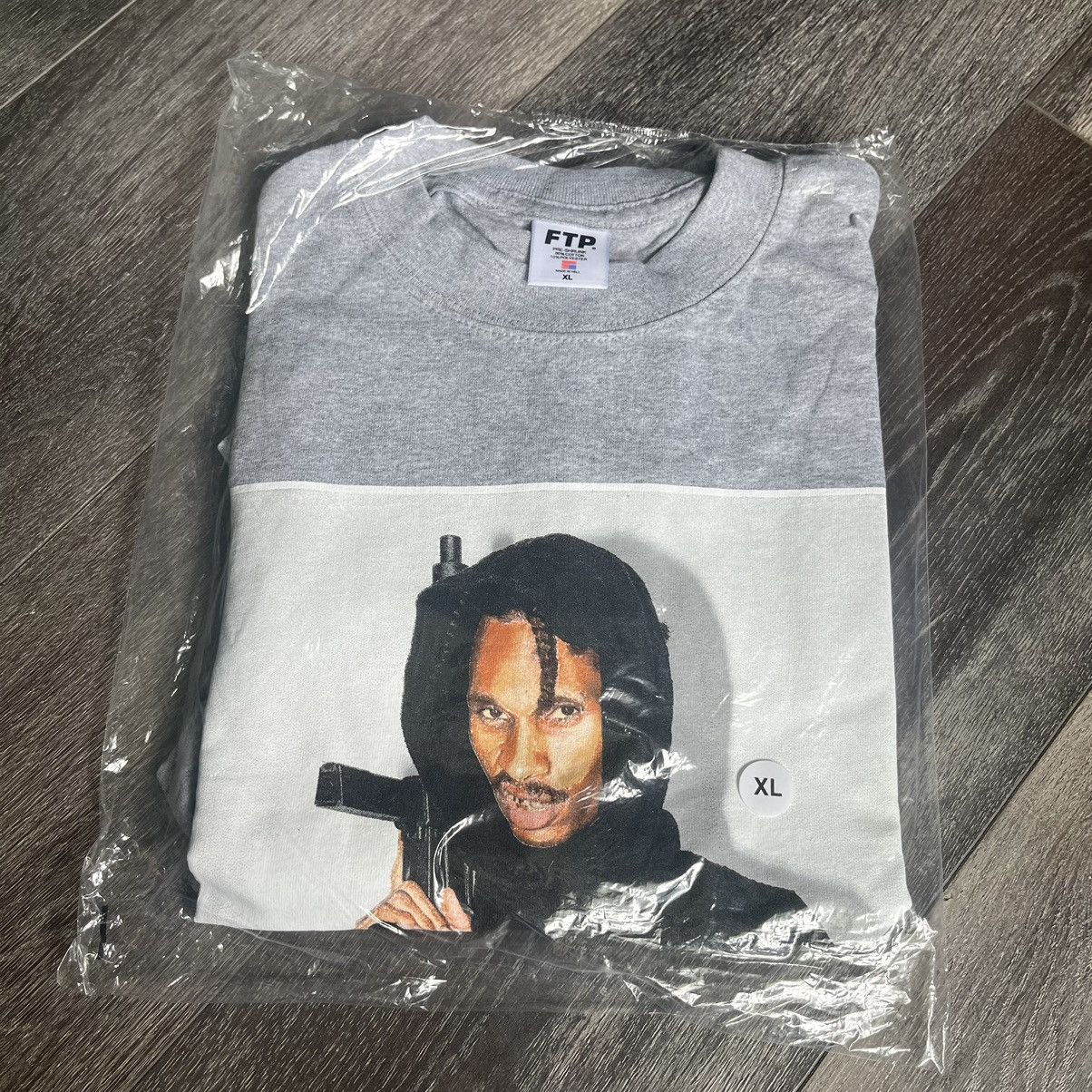 Pre-owned Drain Gang X Fuck The Population Black Kray Goth Money Fuckthepopulation Ftp Photo Tee Grey In Heather Gray