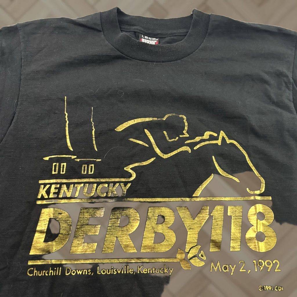 Vintage VINTAGE Screen Stars Kentucky Derby T Shirt Short Sleeve Men Large Black Stars 1992 Mens L Shirt Size US L / EU 52-54 / 3 - 1 Thumbnail