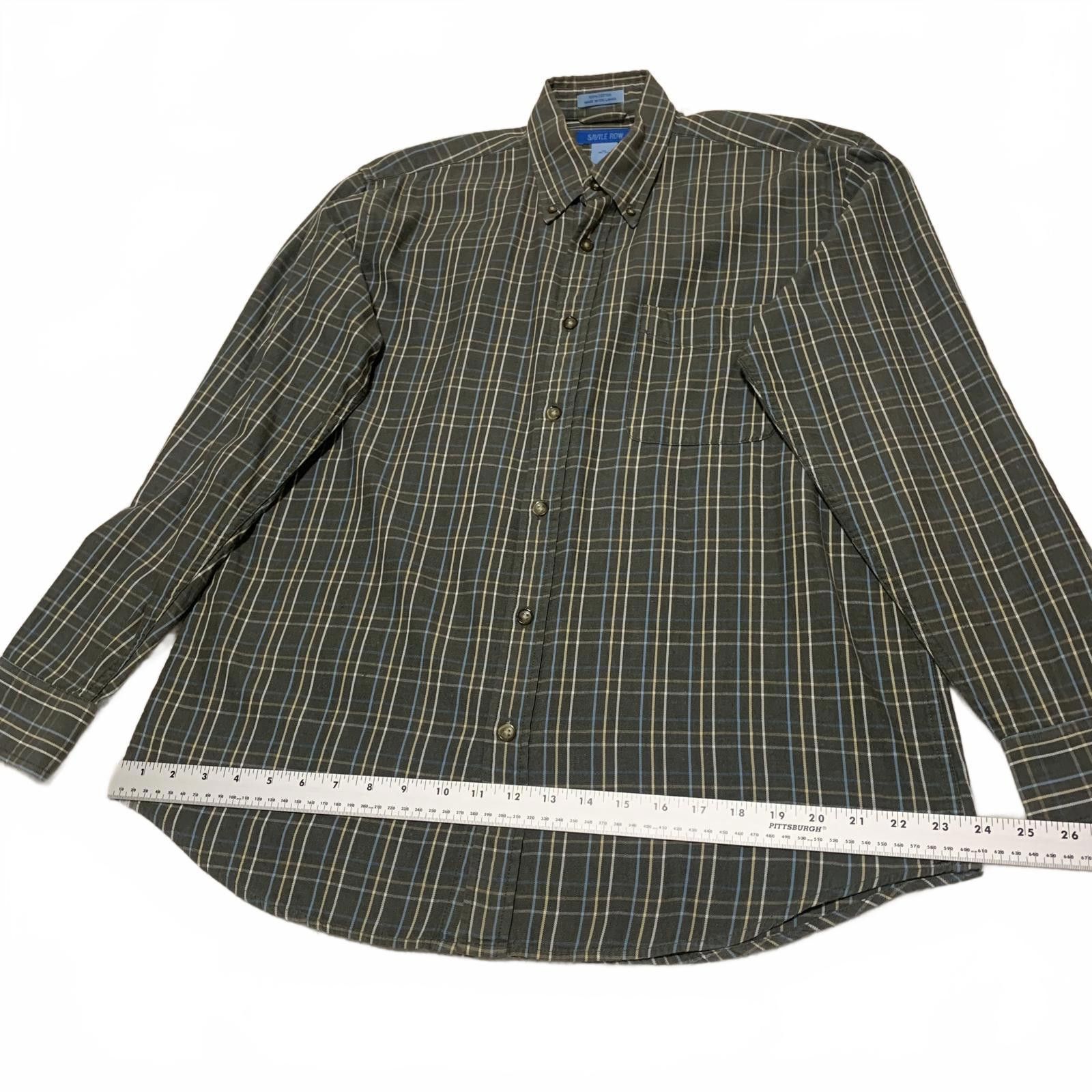 Savile Row Vintage Y2K Savile Row Men's M Plaid Olive Shirt Size US M / EU 48-50 / 2 - 10 Thumbnail