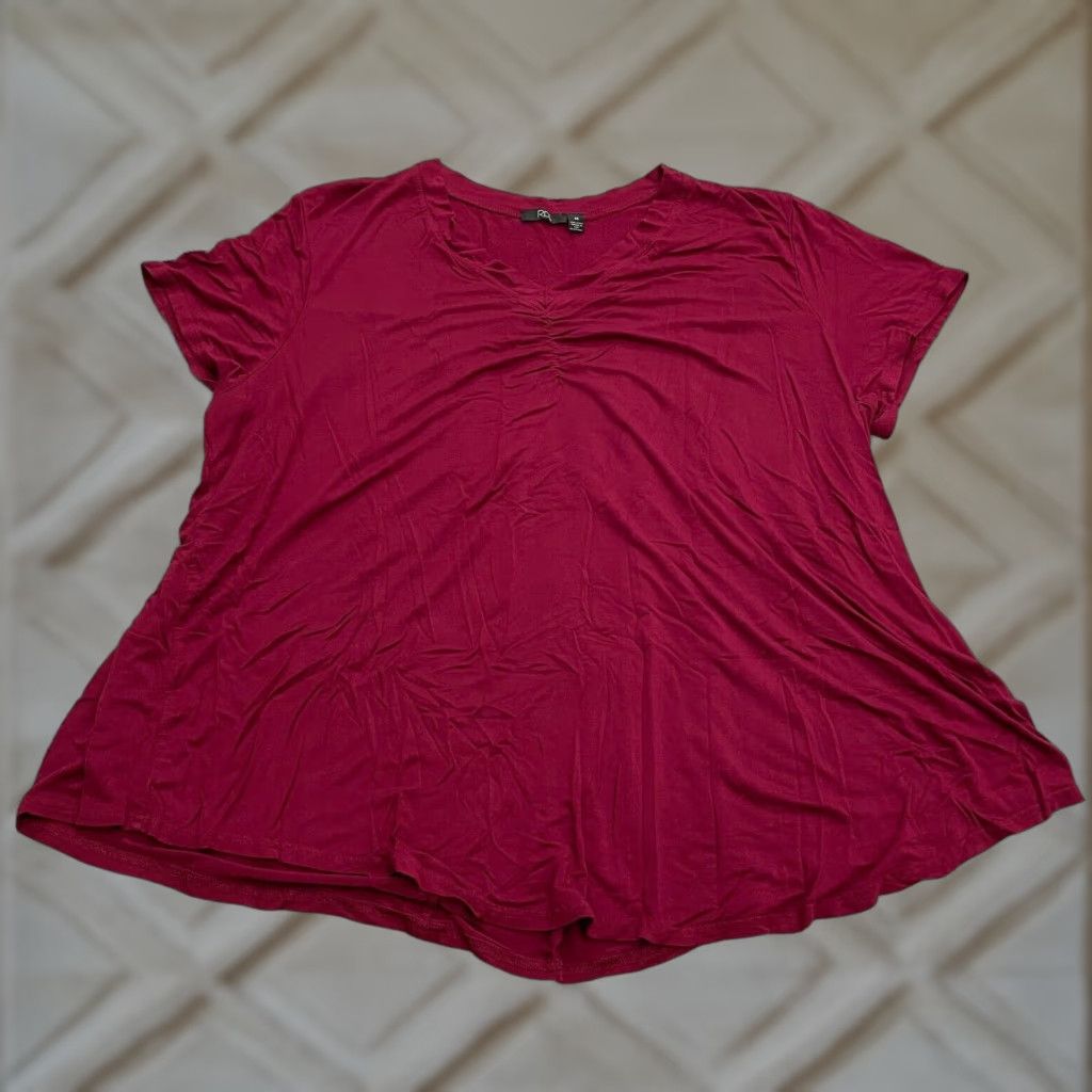 Vintage RDI Blouse Womens 3XL Black Short Sleeve V-Neck Casual Stretch Tunic Size XXL / US 16-18 / IT 52-54 - 1 Thumbnail