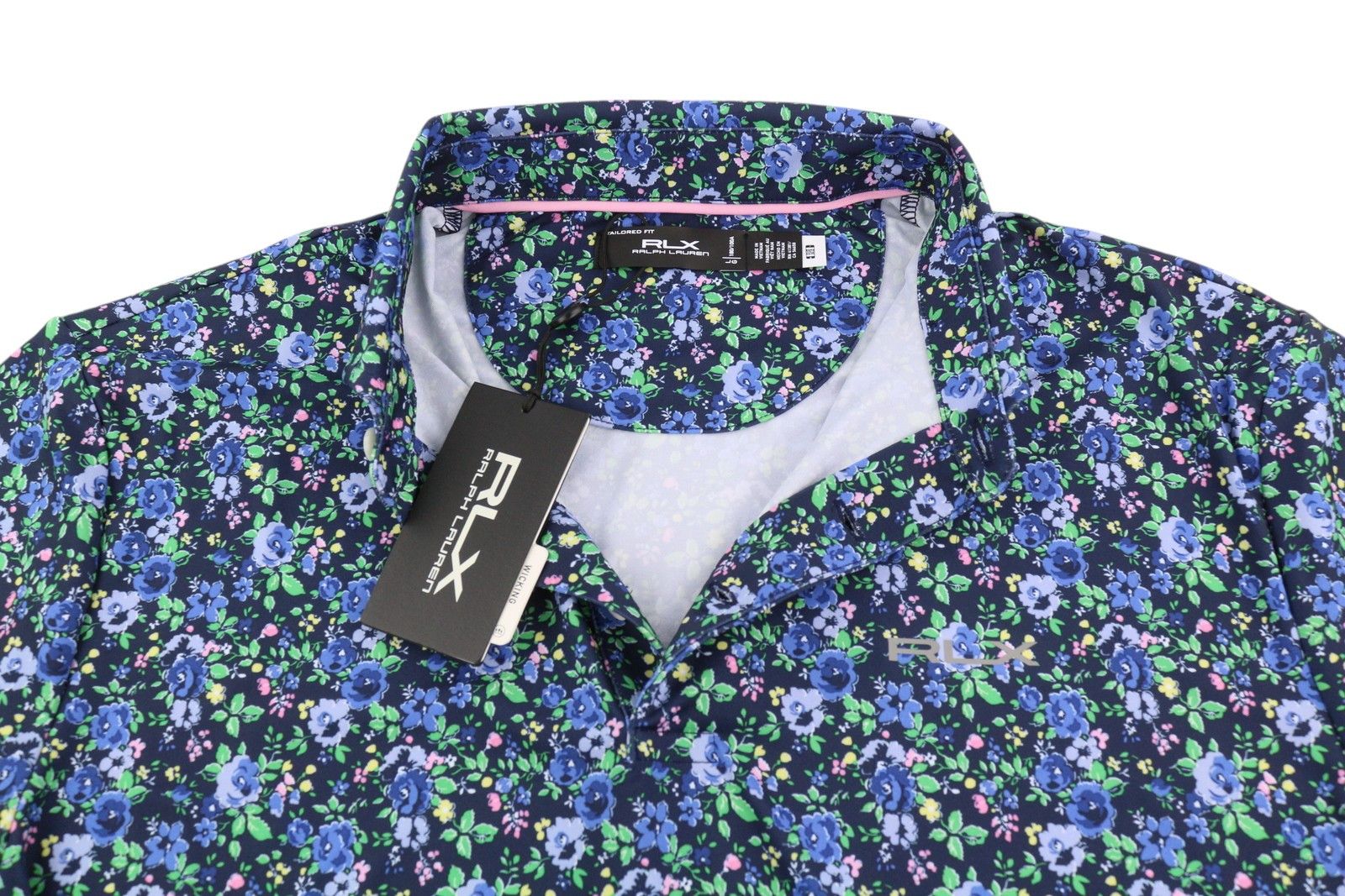 RLX Ralph Lauren GOLF L Navy Floral Wicking Tee 84578 Size US L / EU 52-54 / 3 - 4 Thumbnail