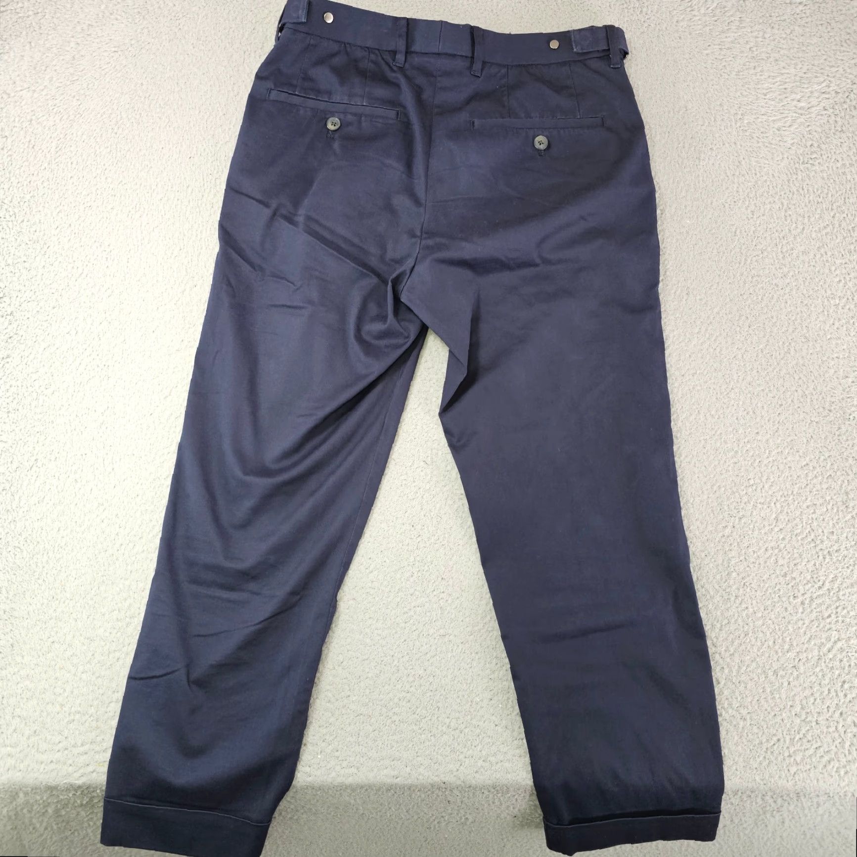 Vintage GLOBAL WORK Pants Mens 30 Blue Cropped Rolled Cuffed Flat Front Side Belts Pants Regular Straight Vintage: No Size US 30 / EU 46 - 6 Thumbnail