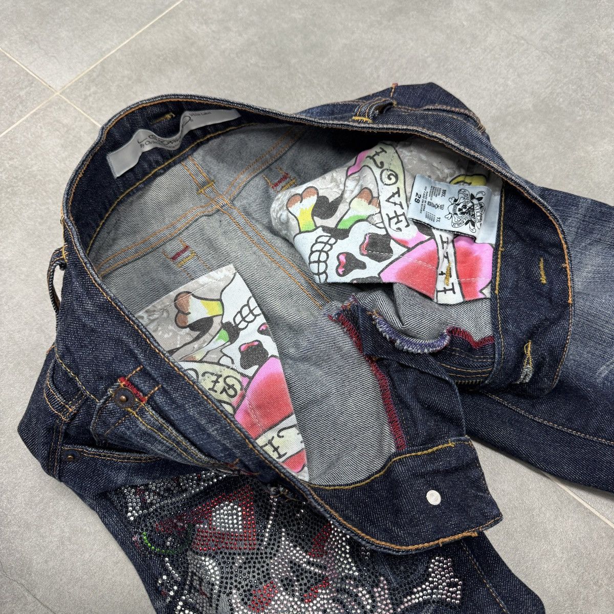 Christian Audigier × Ed Hardy Ed Hardy by Christian Audigier Tattoo Skull Y2K Jeans Size 34" / US 12 / IT 48 - 9 Thumbnail