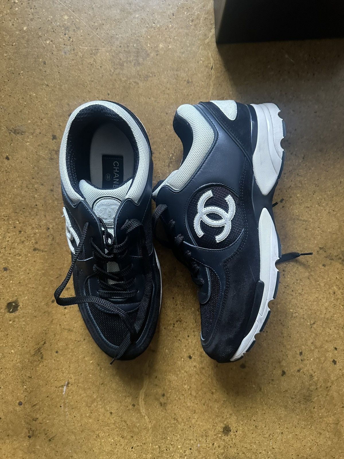 image of Chanel Runner (44) Black / White Shoes, Men's (Size 11)