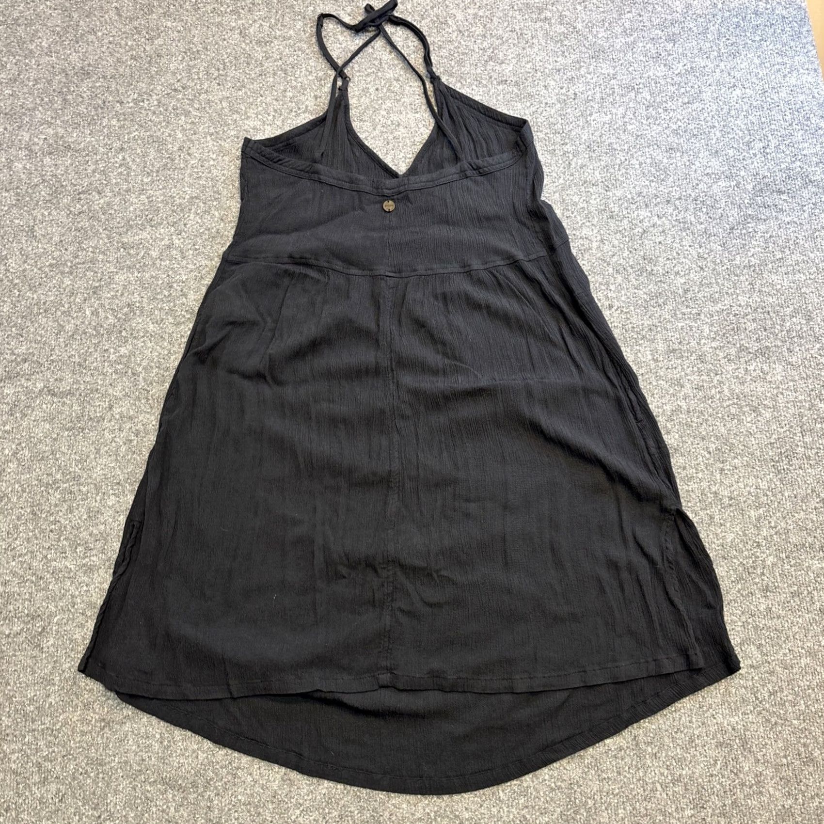 Prana Prana V-Neck Asymmetrical Hem Black Strappy Cross Open Back Mini Dress S Boho Dress Shirt category not needed; rely on original words. Size S / US 4 / IT 40 - 5 Thumbnail