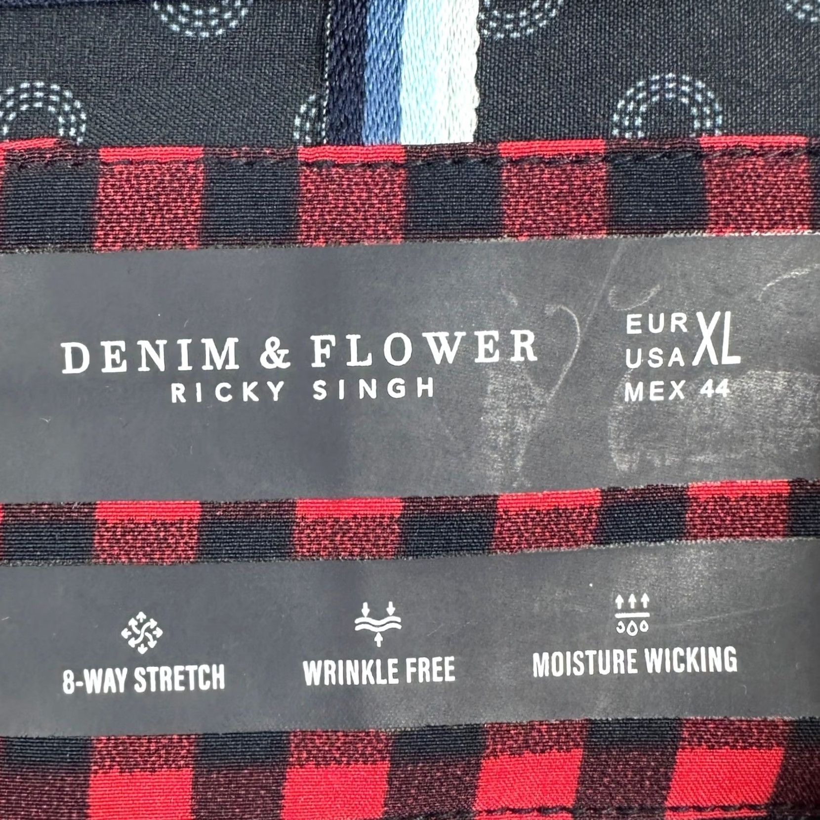 Denime Denim & Flower Ricky Singh Button-Down Shirt Mens XL Red Black Gingham Check 8 Way Stretch Wrinkle-Free Moisture Wicking Button-Up Size US XL / EU 56 / 4 - 4 Thumbnail