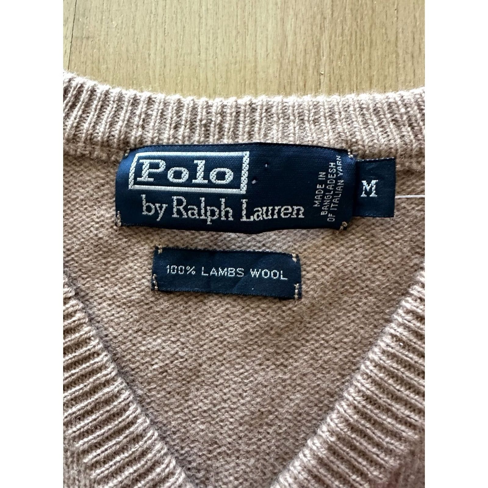 Polo Ralph Lauren VINTAGE Polo Ralph Lauren Sweater 100% Lambs Wool V-Neck Pullover Men M Beige Wool Knit Embroidered Logo Size US M / EU 48-50 / 2 - 4 Thumbnail