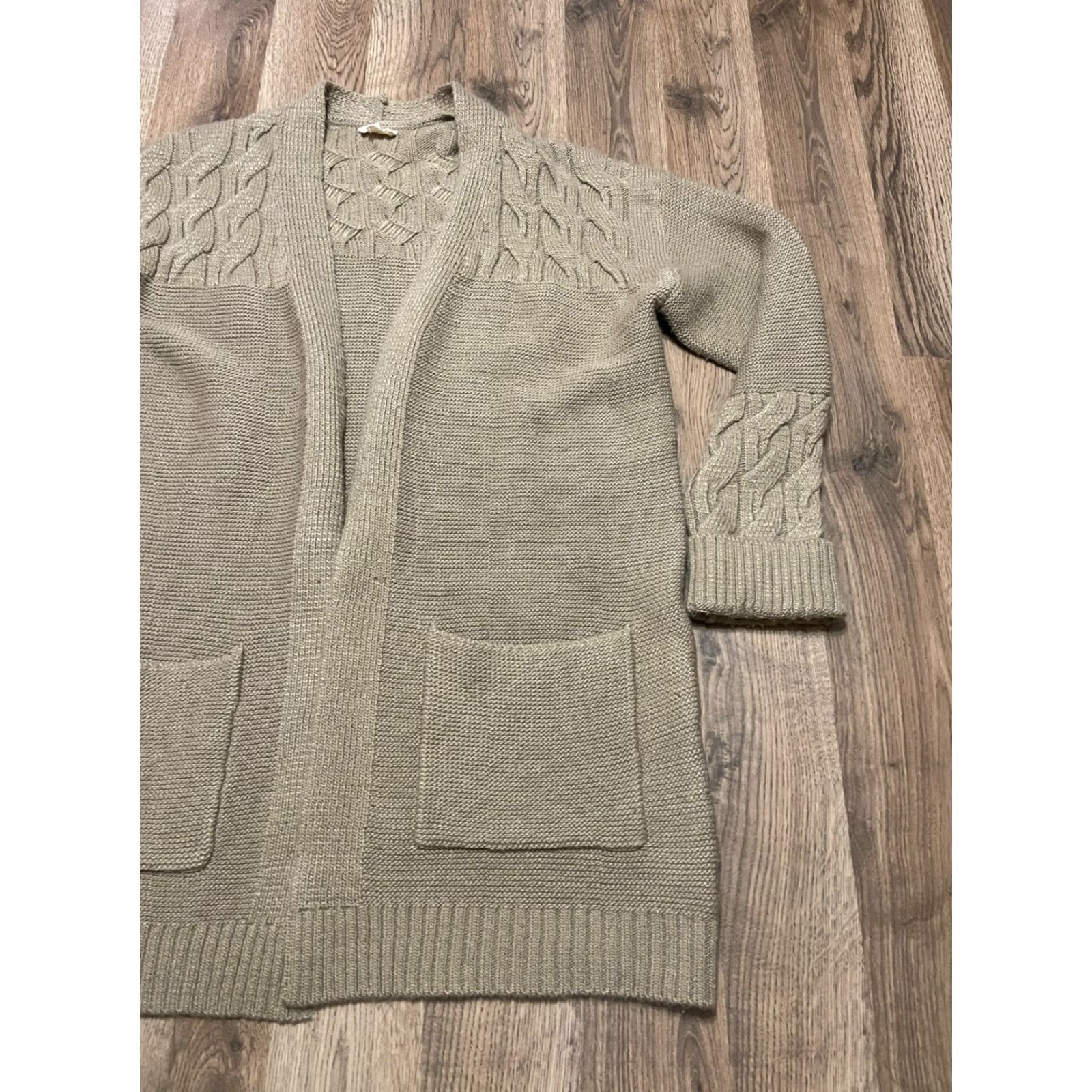 Vintage Hem & Thread Sweater Cardigan Open Knit Women M Green Casual Fall Spring Summer Mens? Size M / US 6-8 / IT 42-44 - 3 Thumbnail